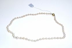 Perlenkette, über 60 Perlen, einzeln geknüpft, mit Langer-Patent-Magnetverschluss, Österreich, 925e