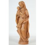 Madonna with child, solid wood. Made in South Tyrol. Acquisition mark "Weihn.[achten] 1971" on the 