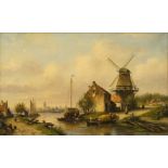 Spohler, Johannes Franciscus (1853-1923) Canal and Mill near Utrecht, no year, oil on canvas.
