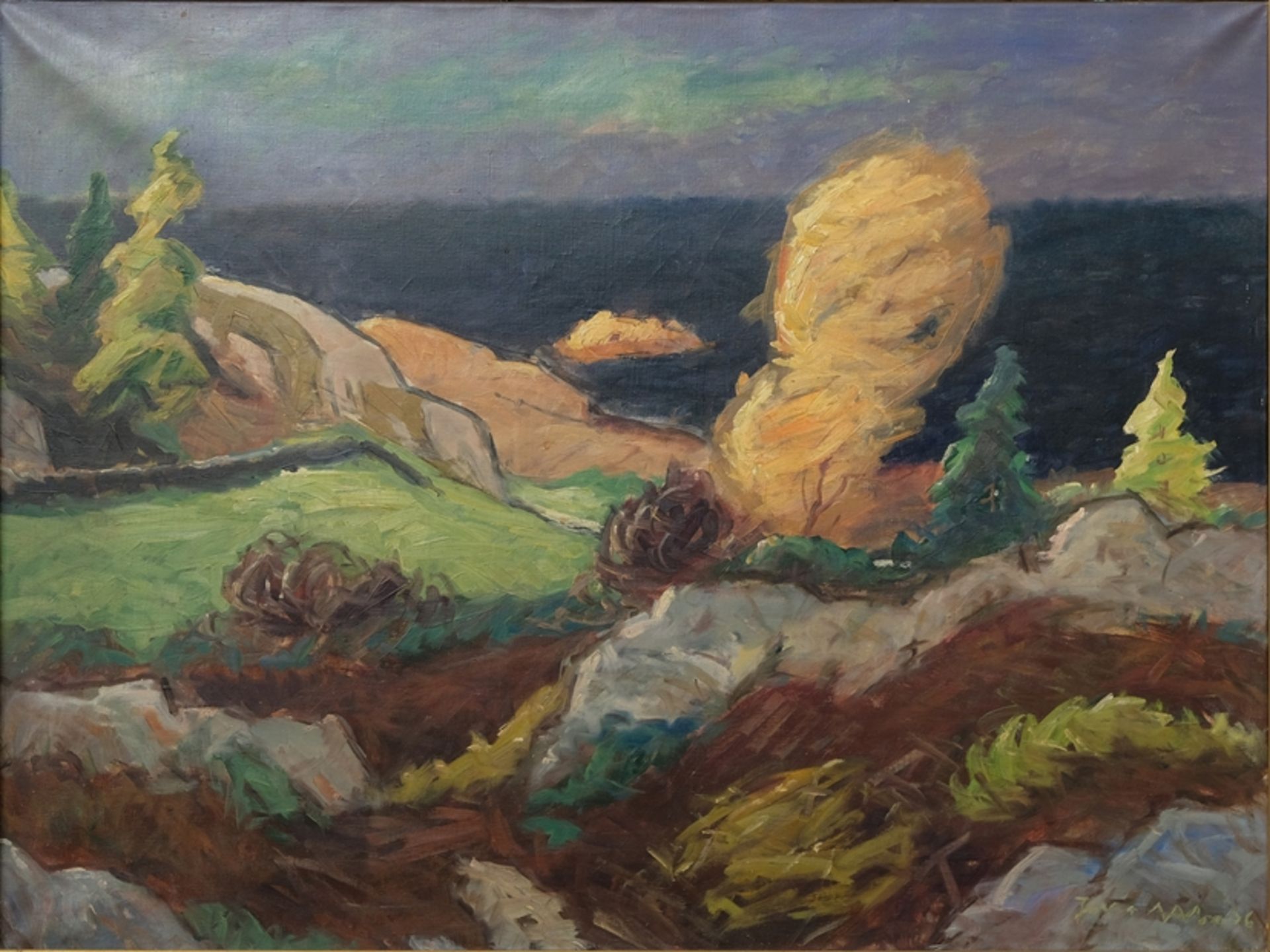 Aabo, Jens (1898-unknown), Bornholm, 1936, oil on canvas.