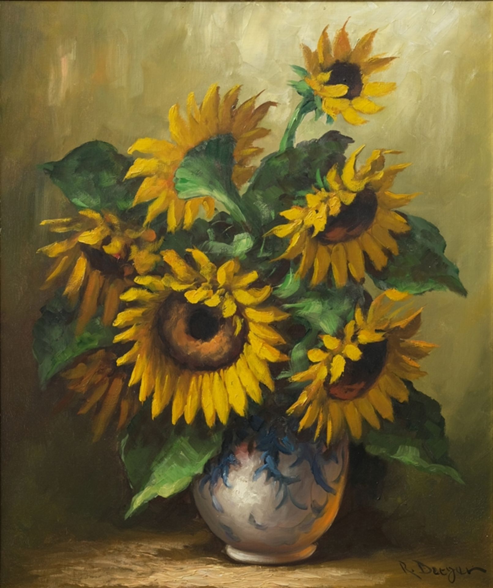 Dreyer, R. (20th century) Sunflowers, 1950s, oil on canvas. 