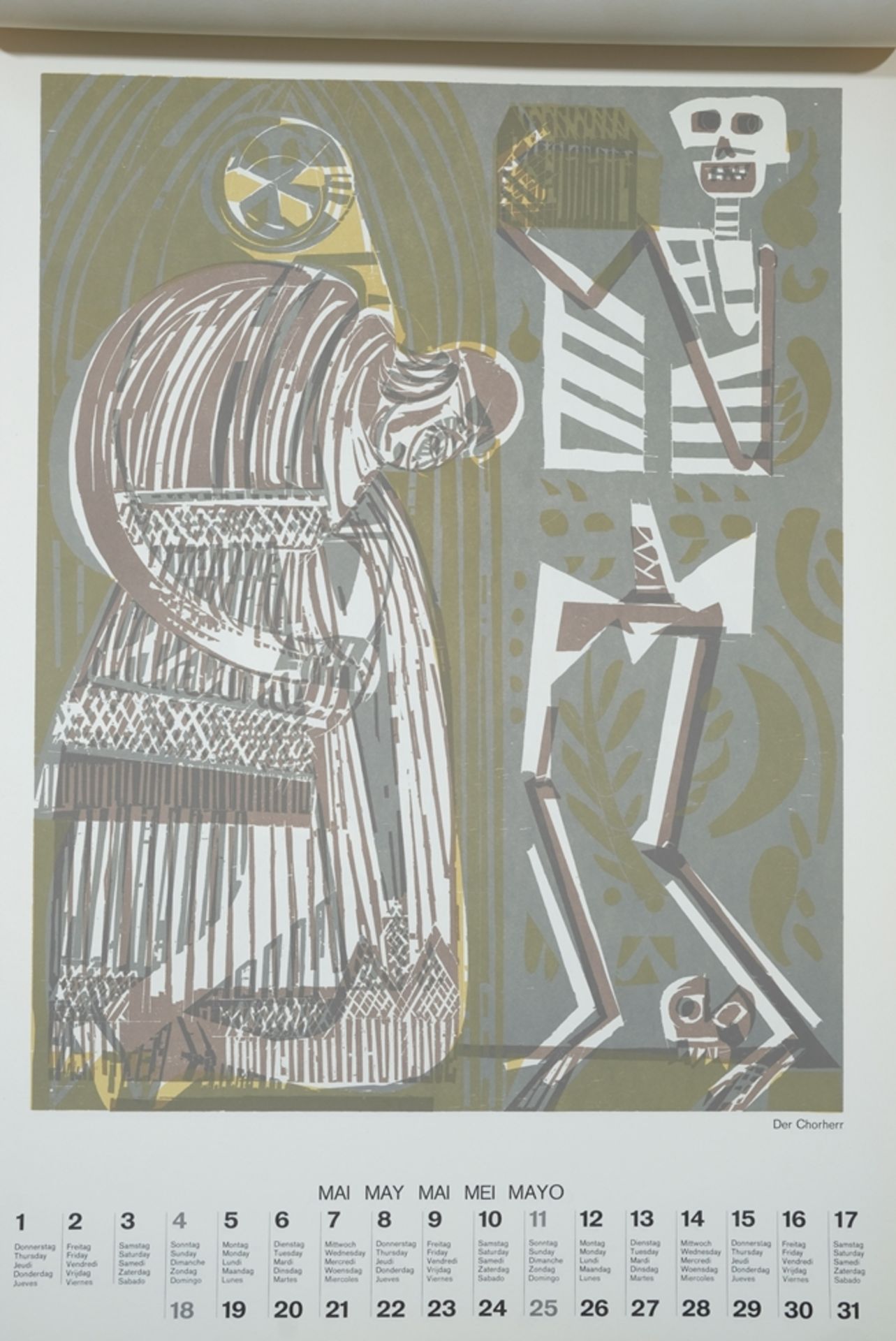 Grieshaber, HAP (1909-1981) "Totentanz von Basel" Calendar, 1975, with colour woodblock prints. - Image 6 of 14