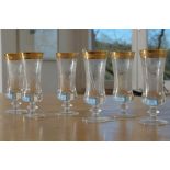 Murano Medici gold rim, six champagne flutes, crystal glass engraved with plant motifs.