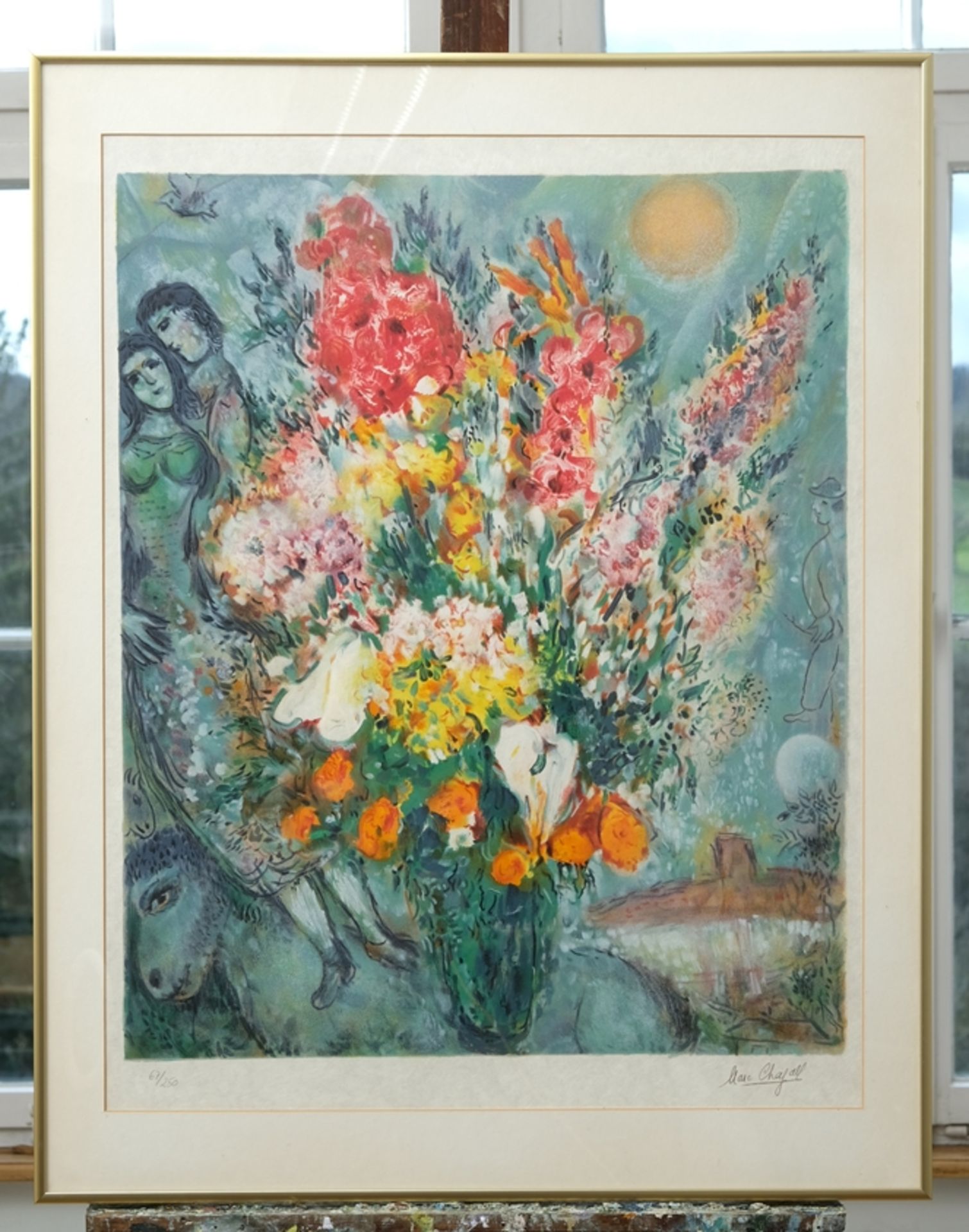 Chagall, Marc (1887-1985) „Bouquet de Fleurs“, ohne Jahr, Farblithografie auf Japanpapier.  - Bild 2 aus 4