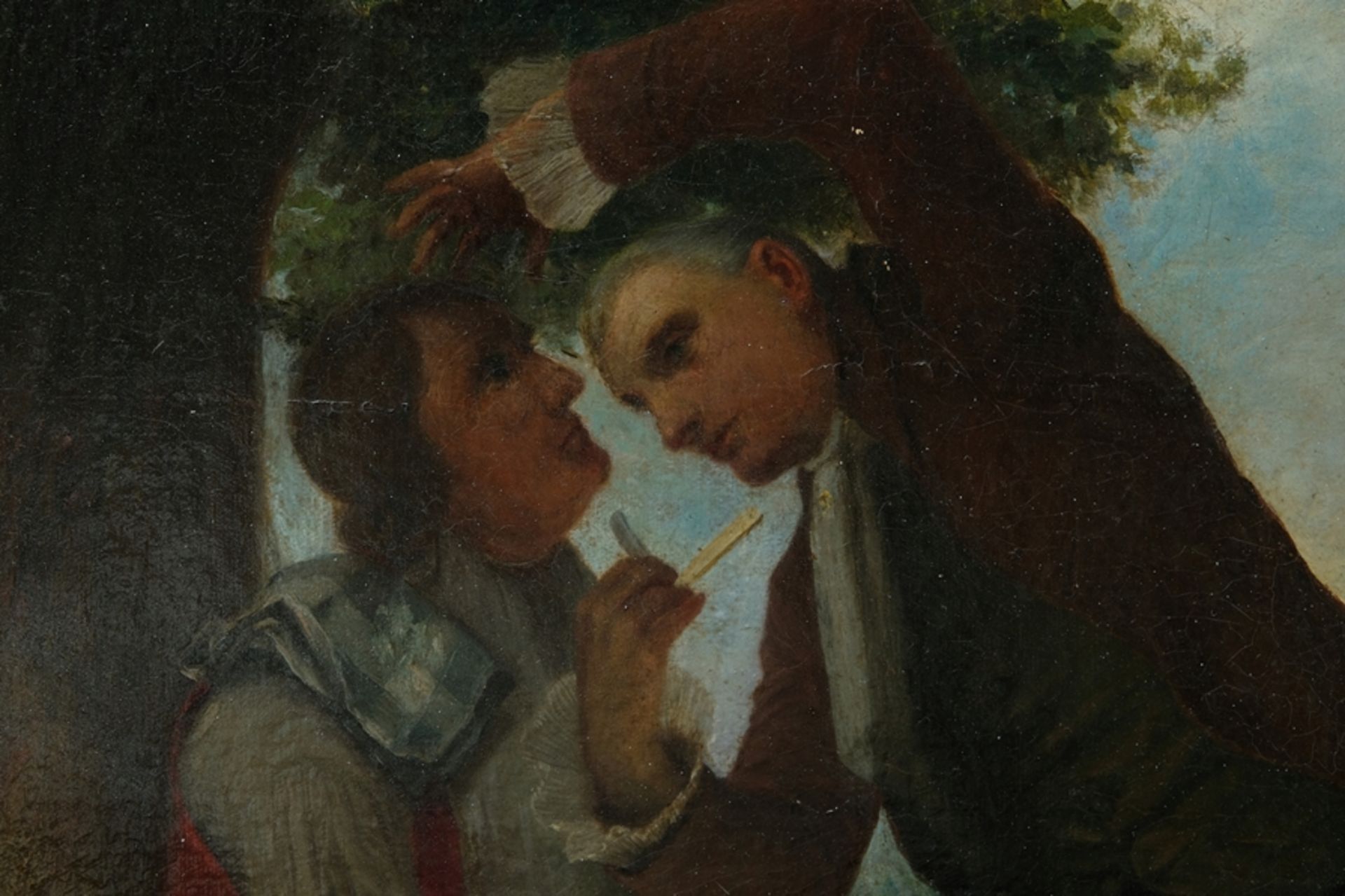 Unknown (around 1800)(around 1800), at the barber, oil on panel.  - Image 4 of 6