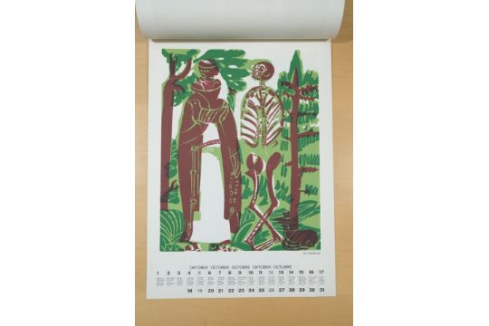 Grieshaber, HAP (1909-1981) "Totentanz von Basel" Calendar, 1975, with colour woodblock prints. - Image 11 of 14