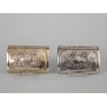 Paar Relief Tabakdosen Deckeldosen, Deutschland, 20. Jahrhundert 800/-Silber; Gesamtgewicht: ca. 256
