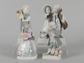 4 Porzellan-Plastiken, Wilhelmsthal, Deutschland, um 1900 4 Porzellan-Figuren aus Weißporzellan