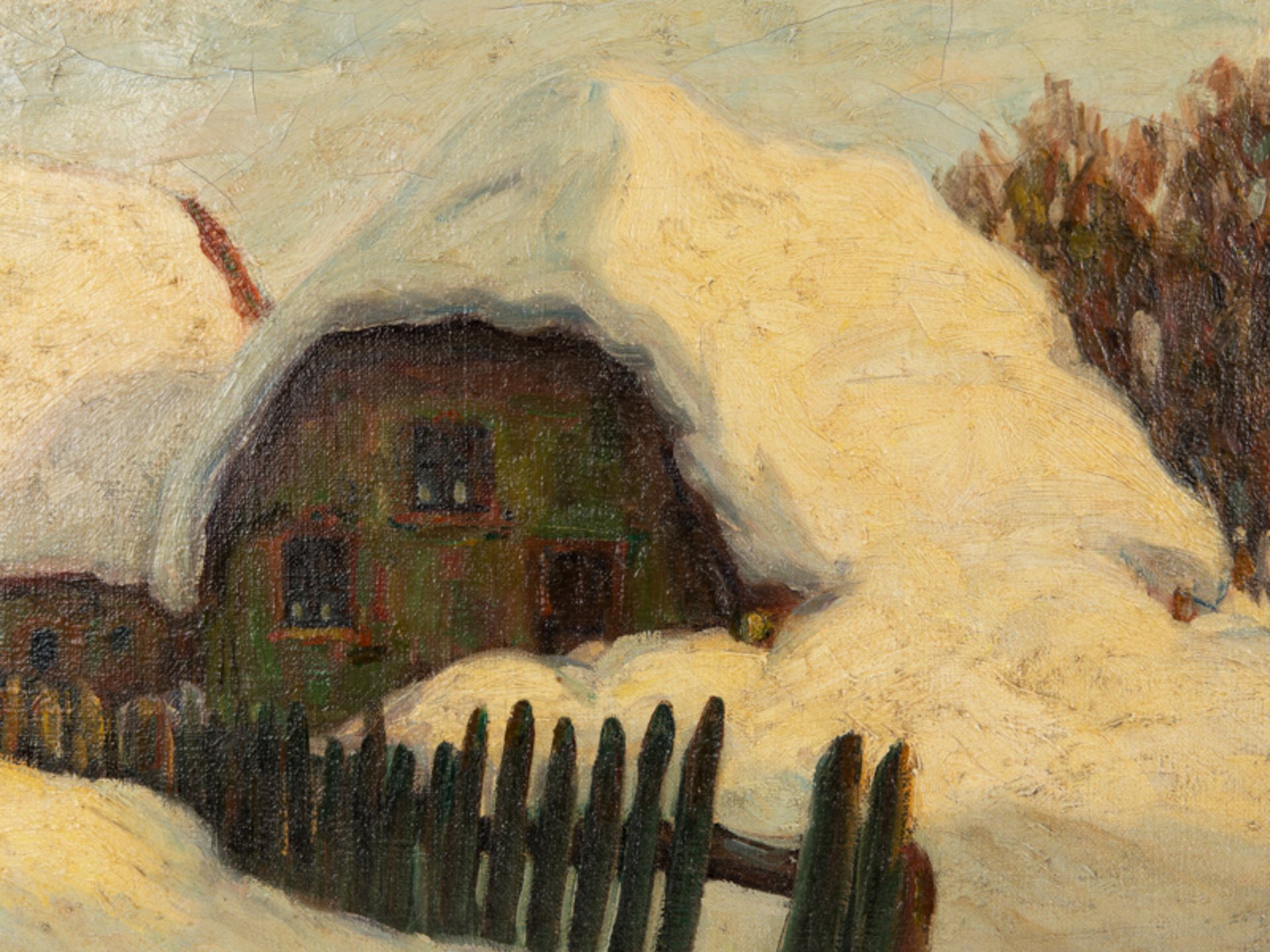 Wencke, Sophie (1898 - 1963) Öl auf Leinwand; Landschaftsmalerei einer Winterlandschaft: Darstellung - Image 2 of 4