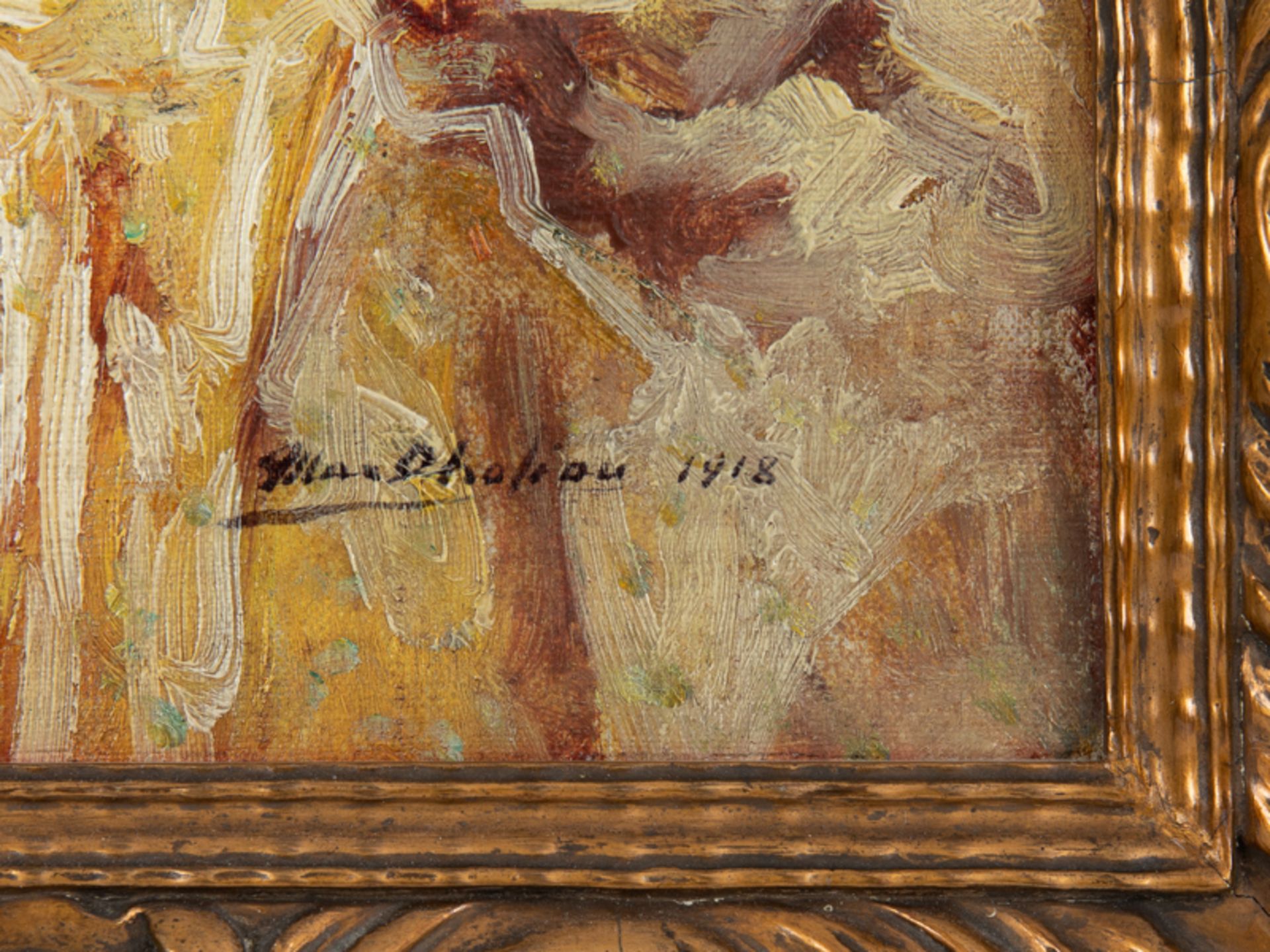 Chotiau, Max (1881 - 1968) Öl auf Holz; Rückenakt im impressionistischem Stile einer Dame mit - Image 3 of 3