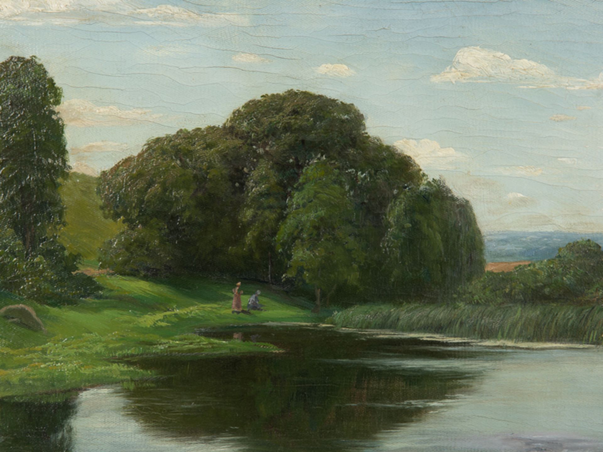 Schildt, Carl (1851 - 1920) Öl auf Leinwand; "Seenlandschaft"; leicht hügelige Landschaft in der - Image 2 of 4