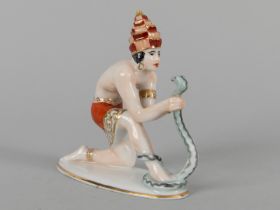 Figur "Indischer Gaukler mit Schlange", Otto Koch (1901 - 1974) 1924, Rosenthal, 1. Hälfte, 20.