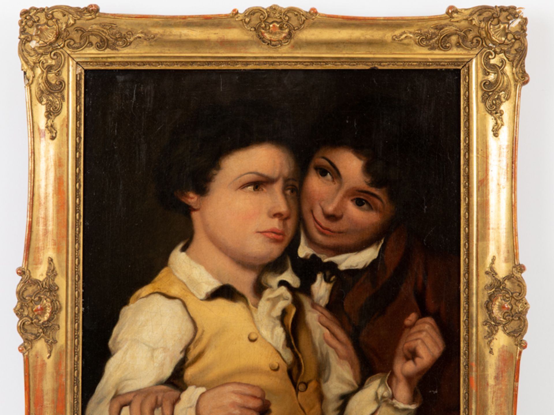 Unbekannter Meister, 19. Jahrhundert Öl auf Holz; Halbfigurliches Porträt eines Geschwisterpaares in - Image 3 of 5