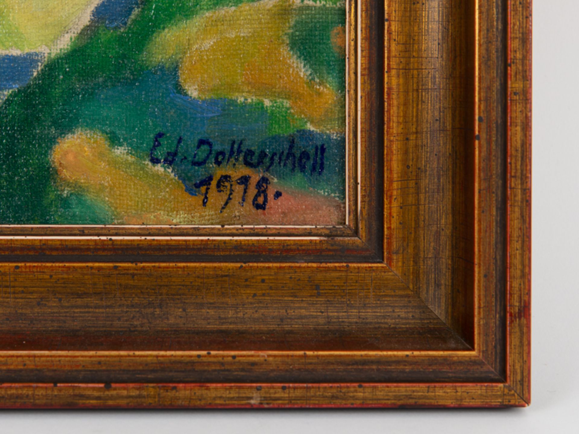 Dollerschell, Eduard (1987 - 1948) Öl auf Leinwand; "Das rote Dorf"; Koloristische - Image 3 of 5