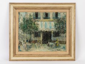 Witte-Lenoir, Heinz (1880 - 1961) Öl auf Pressholz; "Le Café"; Impressionistische Straßenszenerie