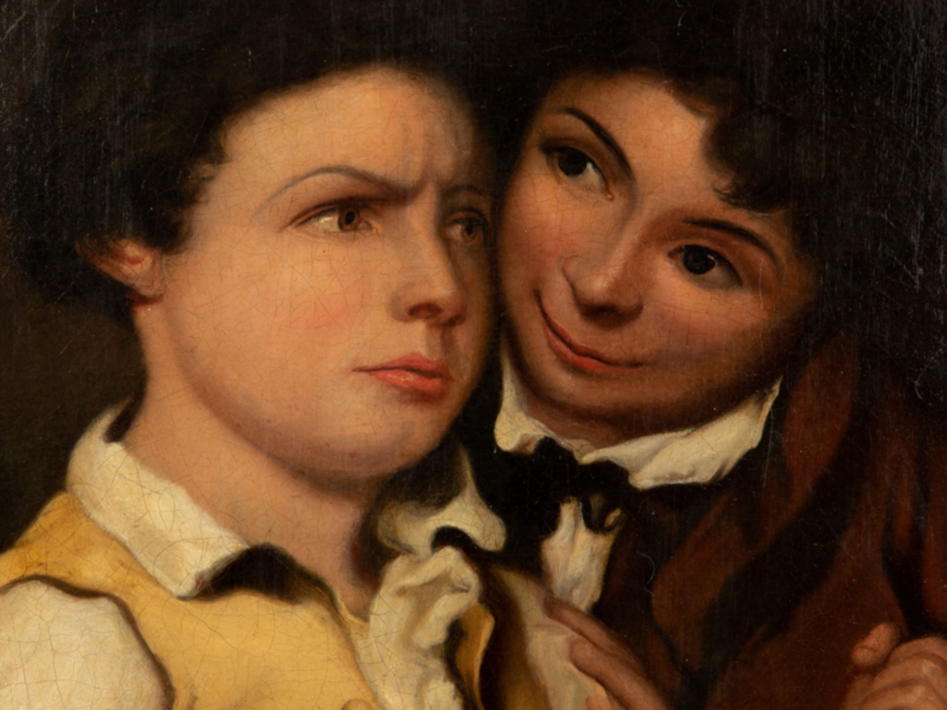 Unbekannter Meister, 19. Jahrhundert Öl auf Holz; Halbfigurliches Porträt eines Geschwisterpaares in - Image 2 of 5