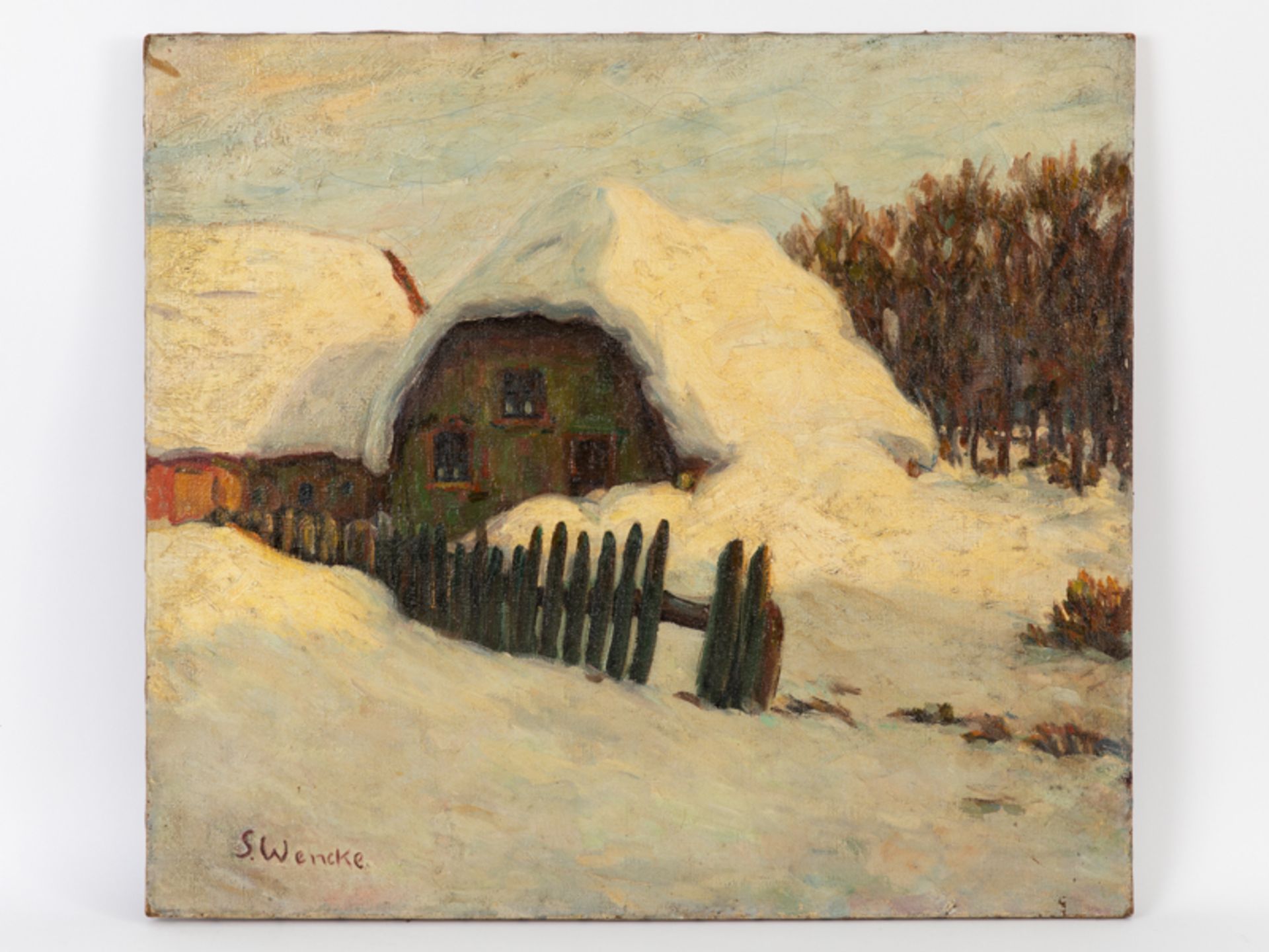 Wencke, Sophie (1898 - 1963) Öl auf Leinwand; Landschaftsmalerei einer Winterlandschaft: Darstellung