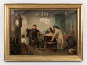 Thomer, P., im Stile des 19. Jahrhunderts Öl auf Holz; Valeuristisches Genrebild einer Zusammenkunft