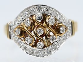 Ring mit 31 Achtkant-Diamanten, zusammen ca. 0,46 ct (lt. Gravur), 90-er Gravur 585/- Gelb-und