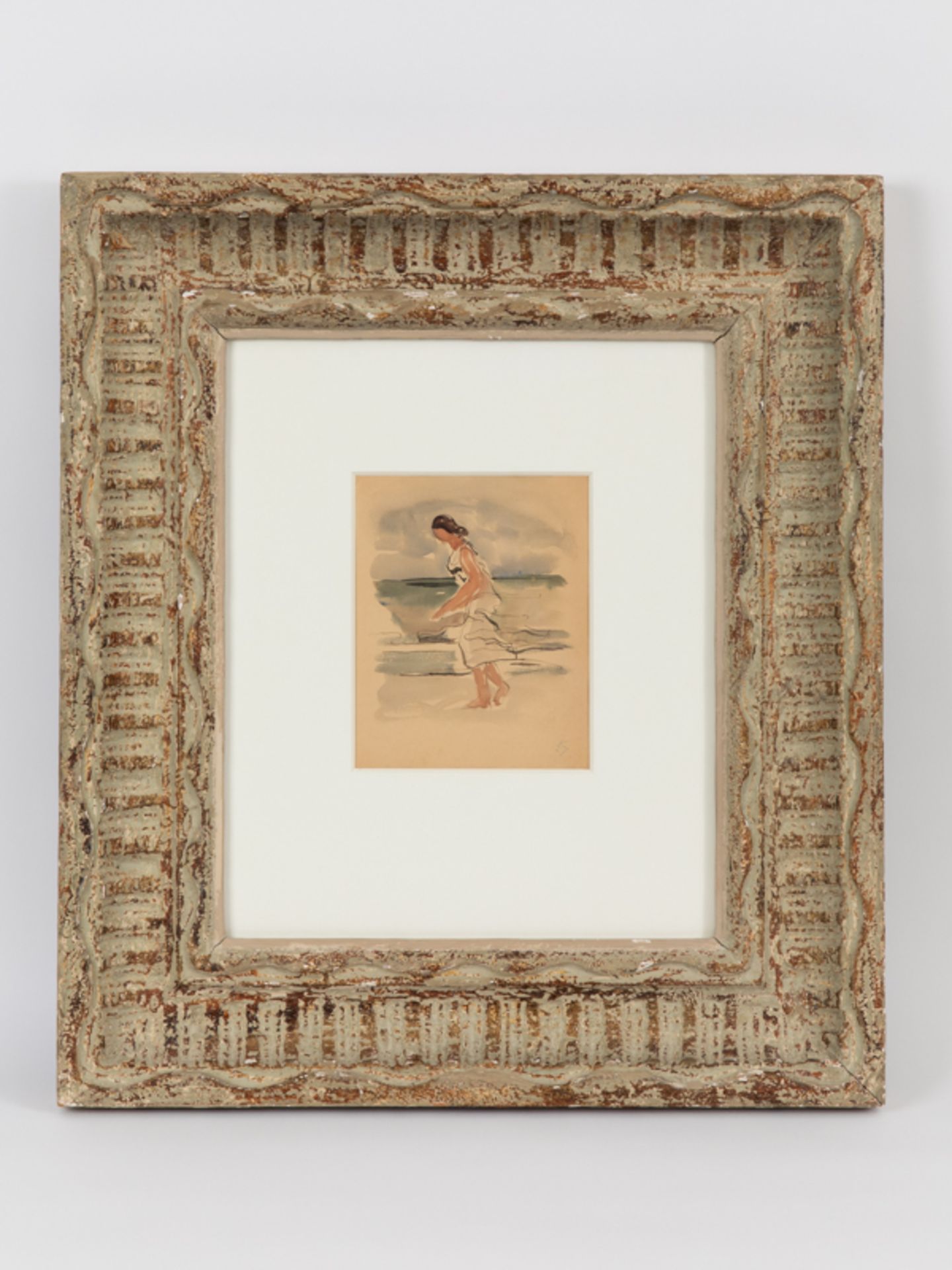 Kluth, Karl (1898 - 1972) Aquarell auf chamoisfarbenem Papier; "Strandläuferin II"; Abstraktes