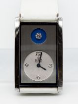 Armbanduhr, BUNZ, Modell "Diamondtime", Brillant 0,15 ct, 21. Jh. Edelstahl mit Lederarmband.