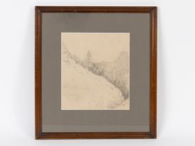 wohl Friedrich, Caspar David (1774 - 1840) Bleistift auf Papier; Landschaftsmalerei einer bewaldeten