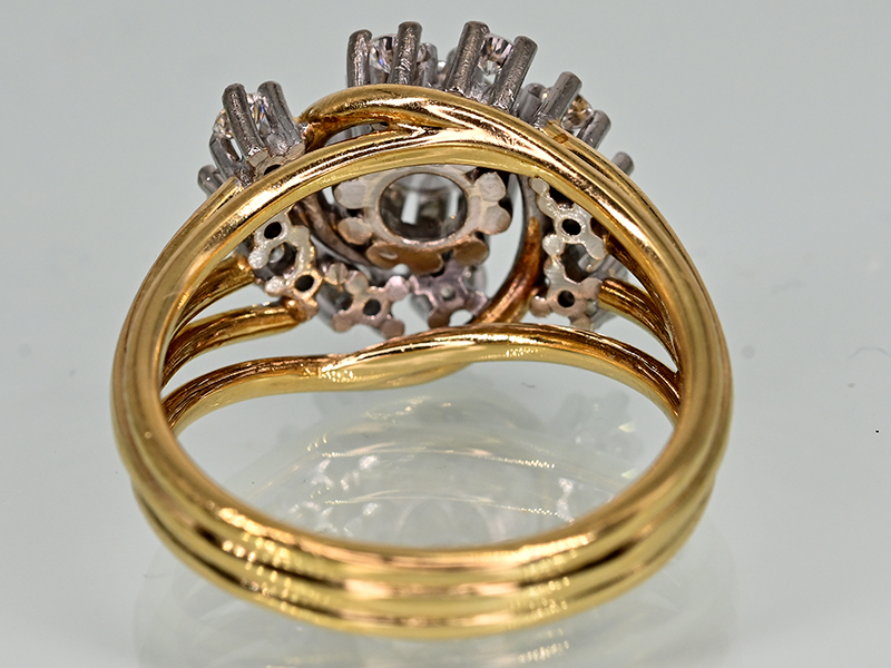 Cocktail ring with 1 brilliant-cut diamond, approx. 1.1 ct and 10 brilliant-cut diamonds, total appr - Image 3 of 3