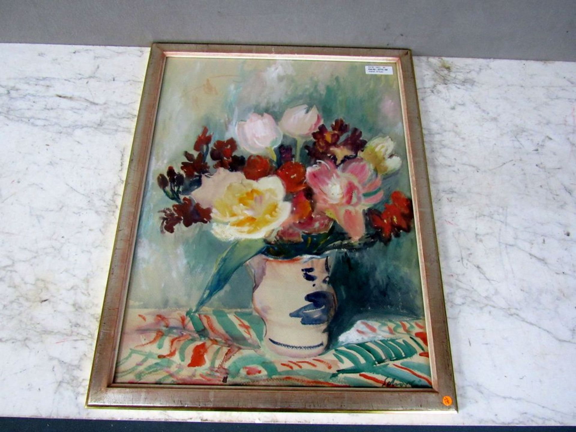 Aquarell Blumen in Vase hinter Glas - Bild 2 aus 9