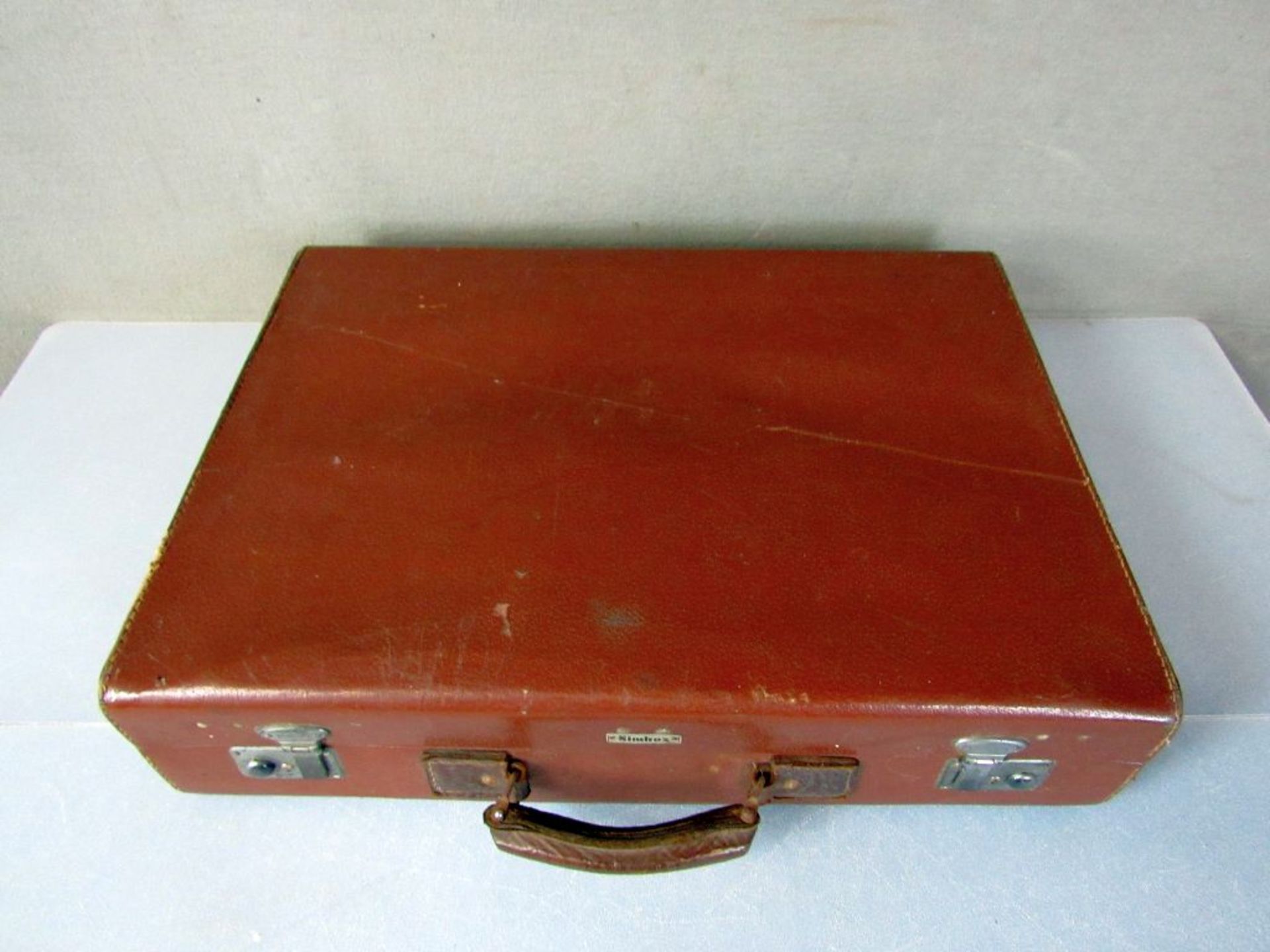 Vintage Antiker Reisekoffer Leder - Bild 2 aus 9