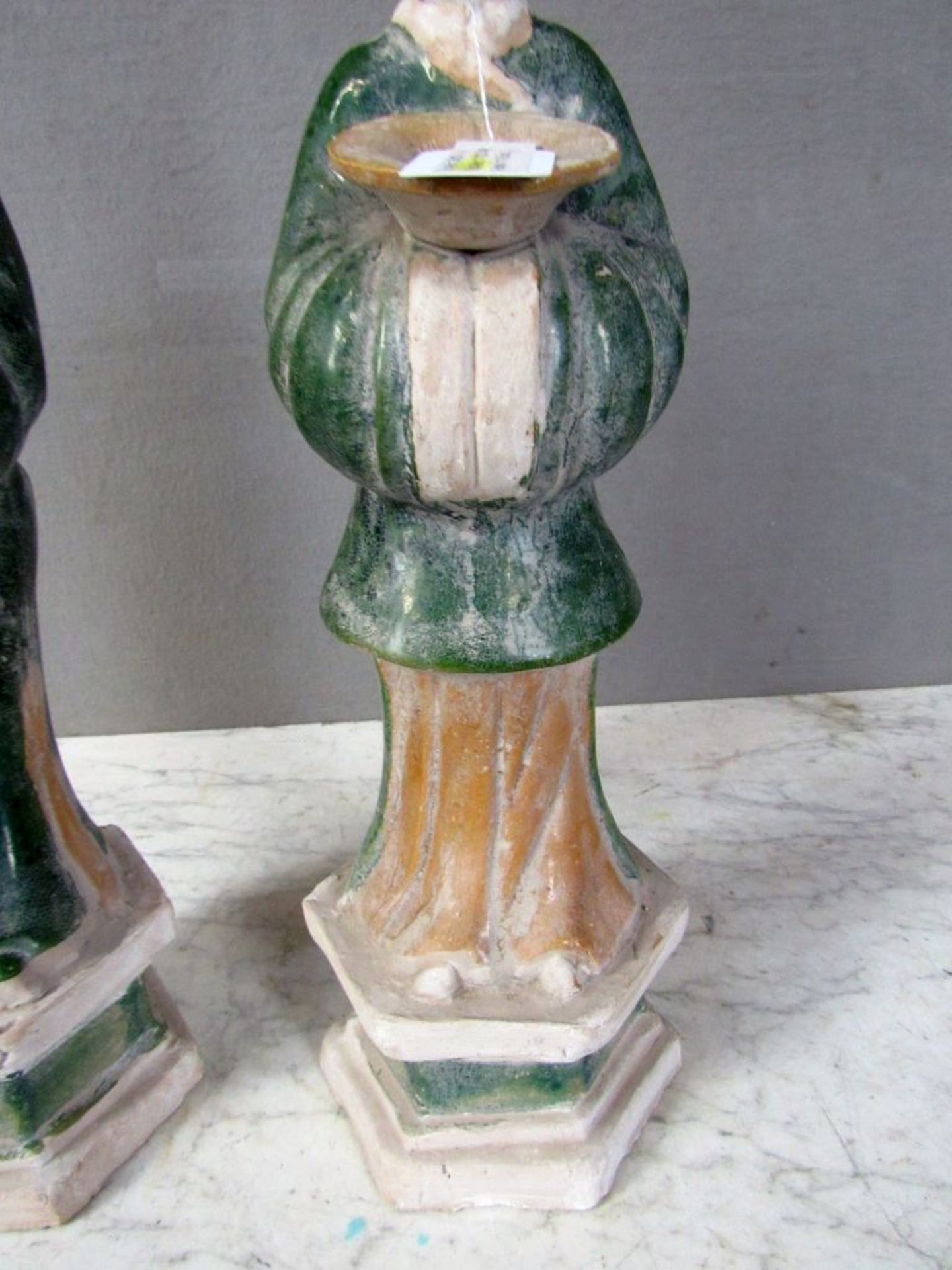 2 chinesische Figuren lasierte Keramik - Image 5 of 10