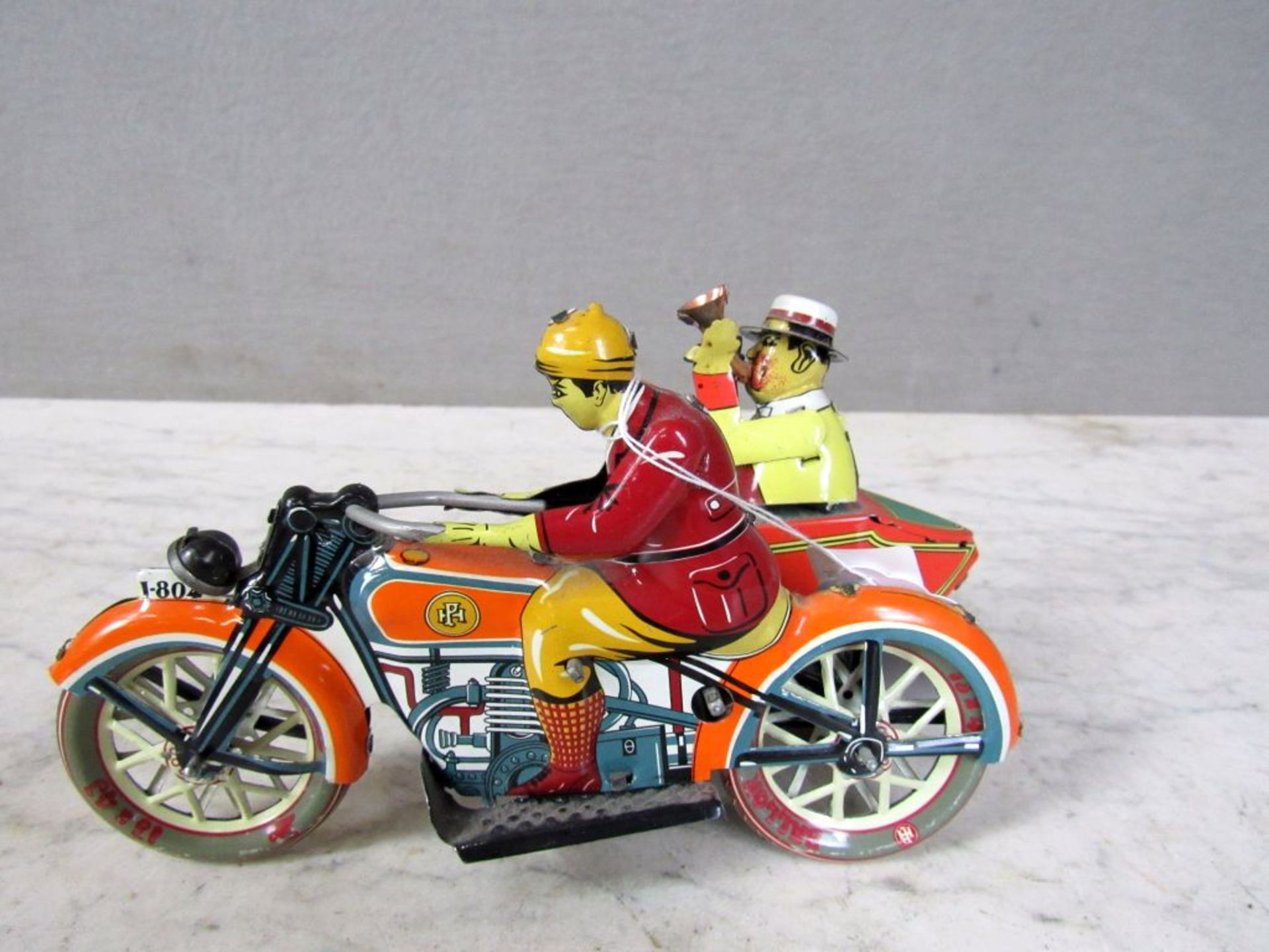 Blechspielzeug Motorrad m. Beiwagen