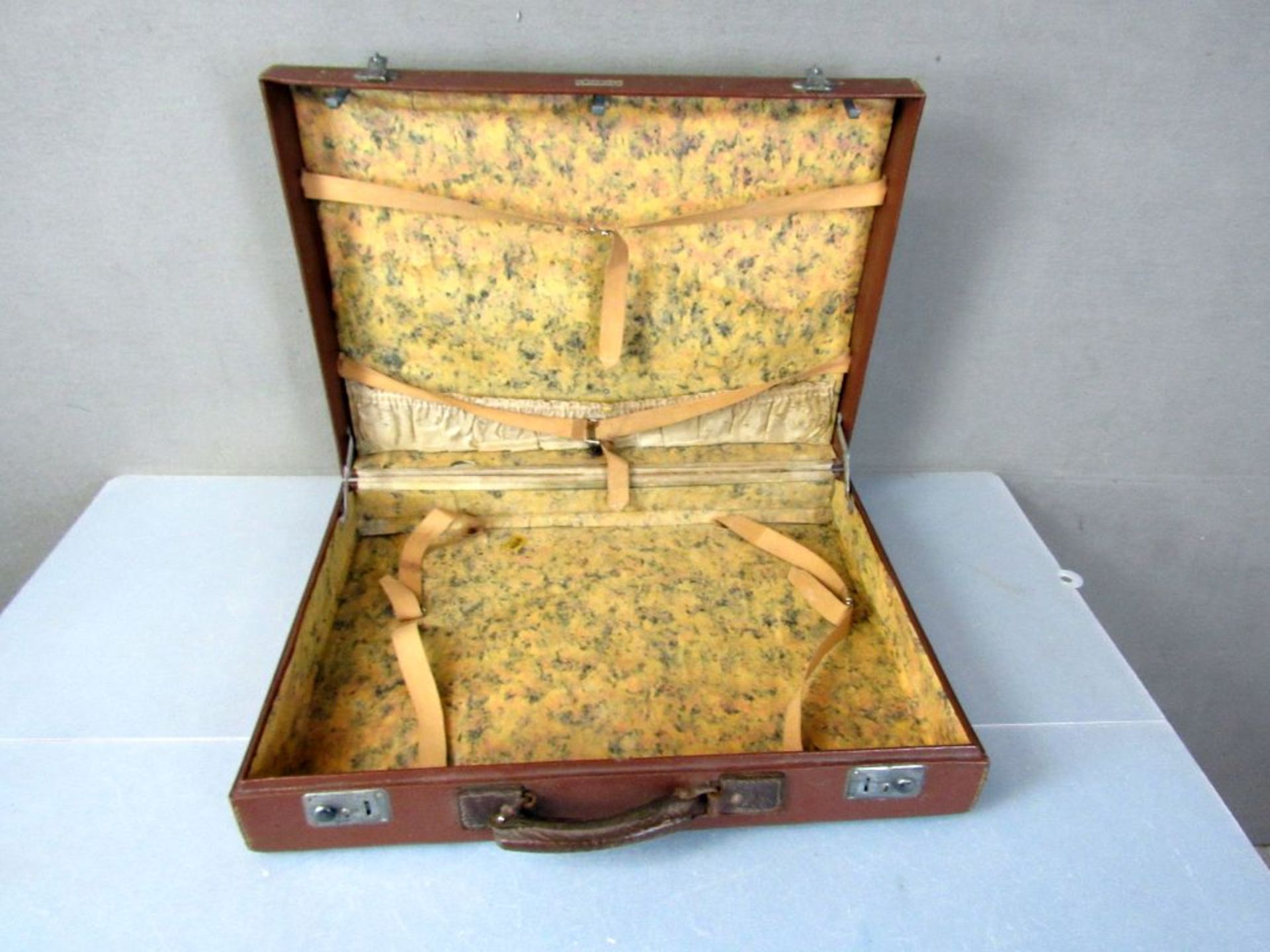 Vintage Antiker Reisekoffer Leder - Bild 5 aus 9
