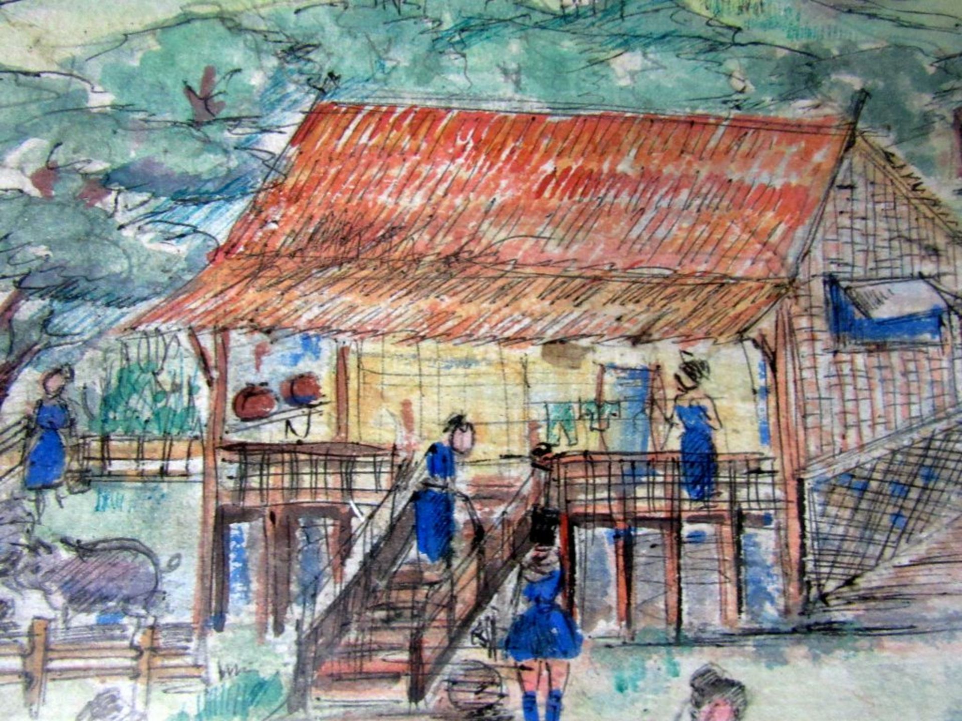 Zeichnung asiatisches Landleben - Bild 5 aus 9