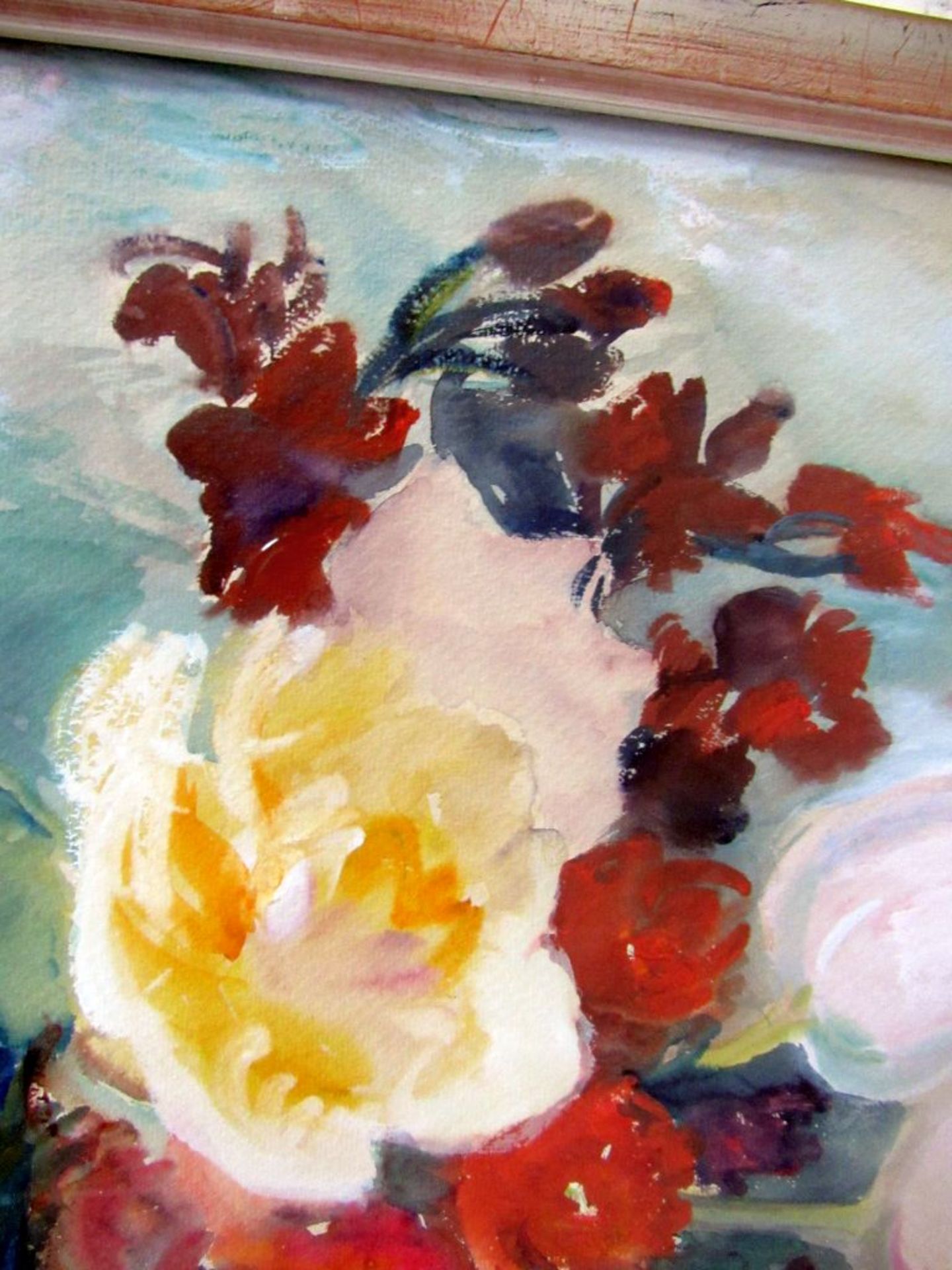 Aquarell Blumen in Vase hinter Glas - Bild 6 aus 9