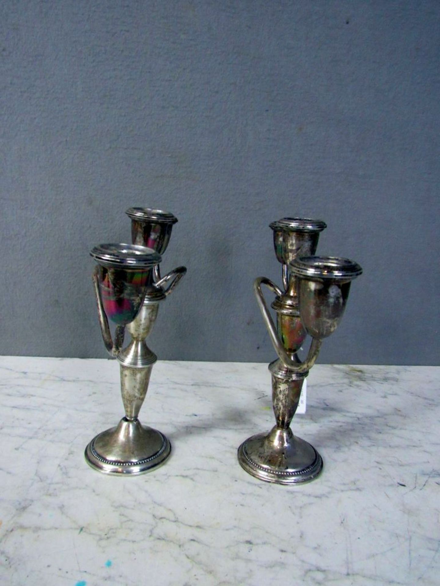 Zwei Kerzenleuchter 925er Silber - Image 7 of 8