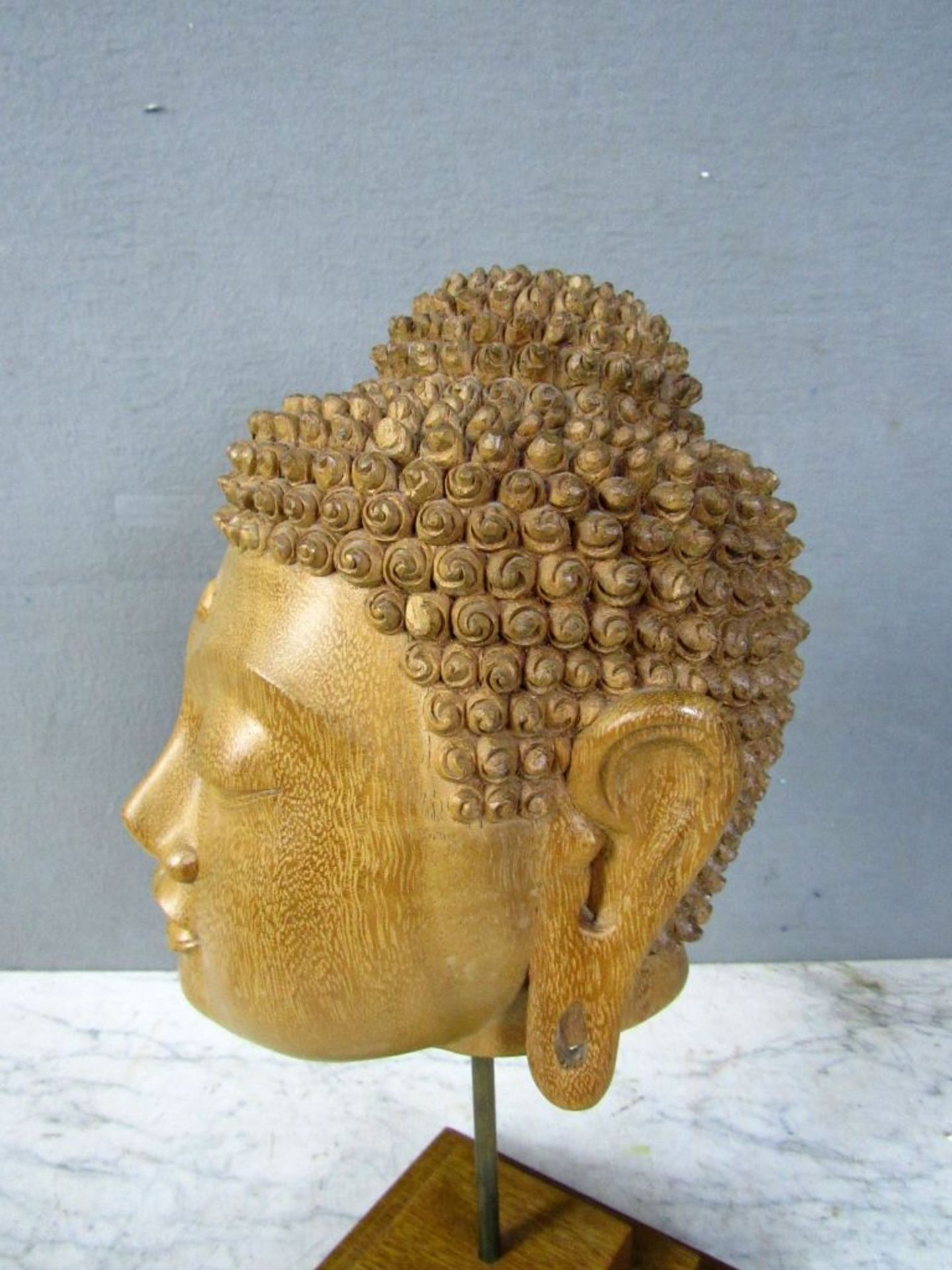 Asiatische Skulptur Buddhakopf auf - Image 3 of 8