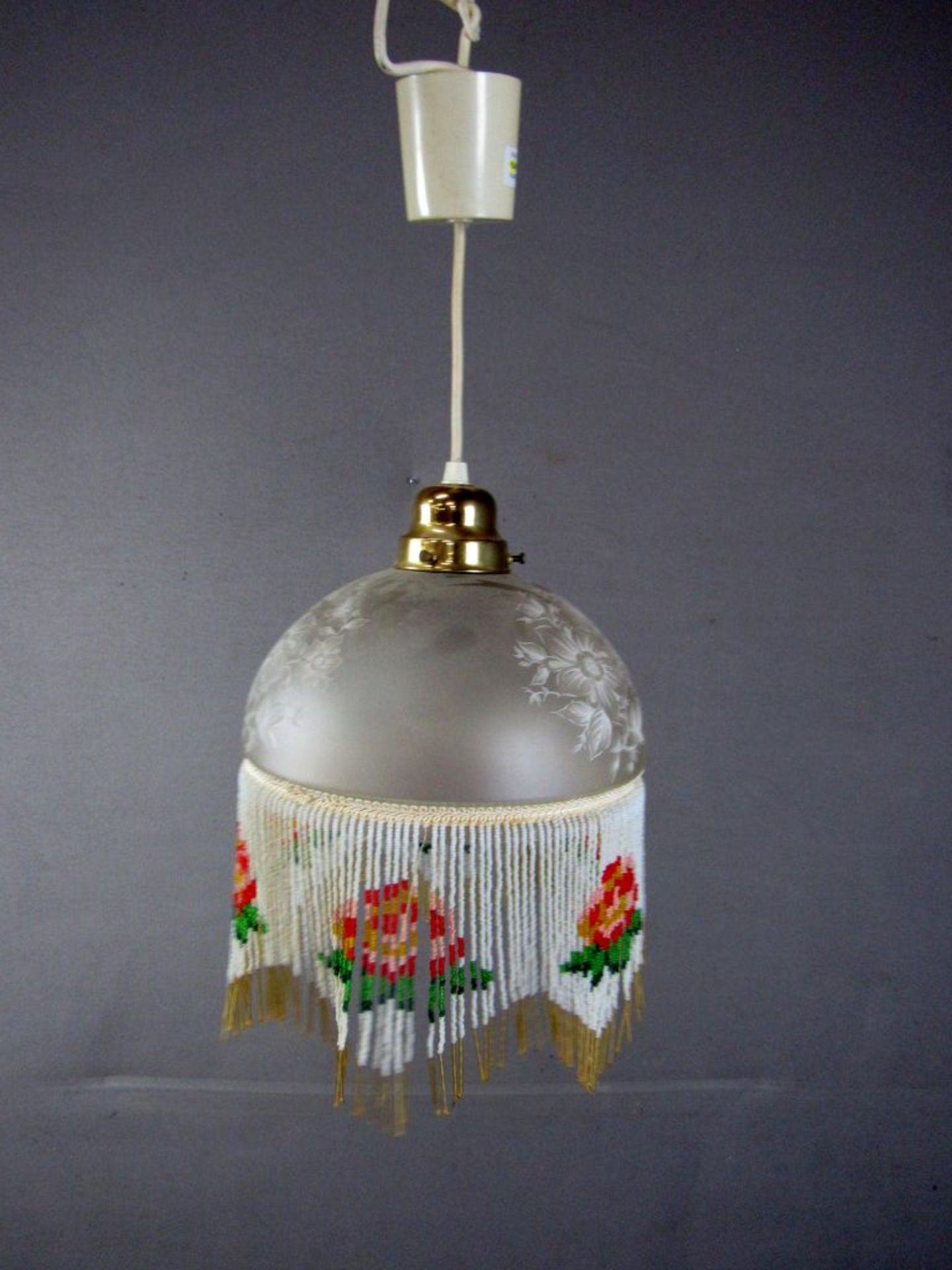Deckenlampe Glas mit Perlbehang 24 cm
