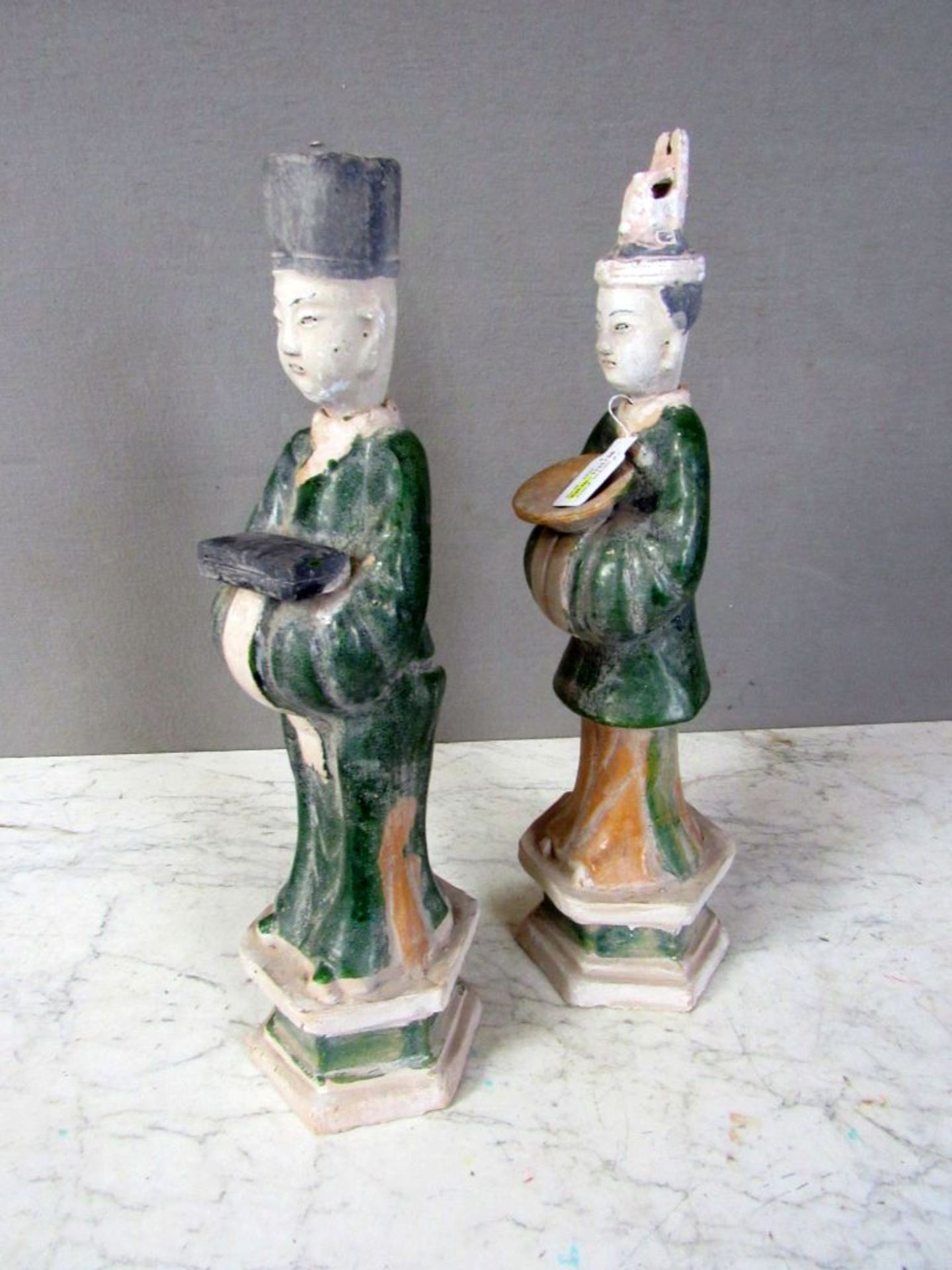2 chinesische Figuren lasierte Keramik - Image 9 of 10