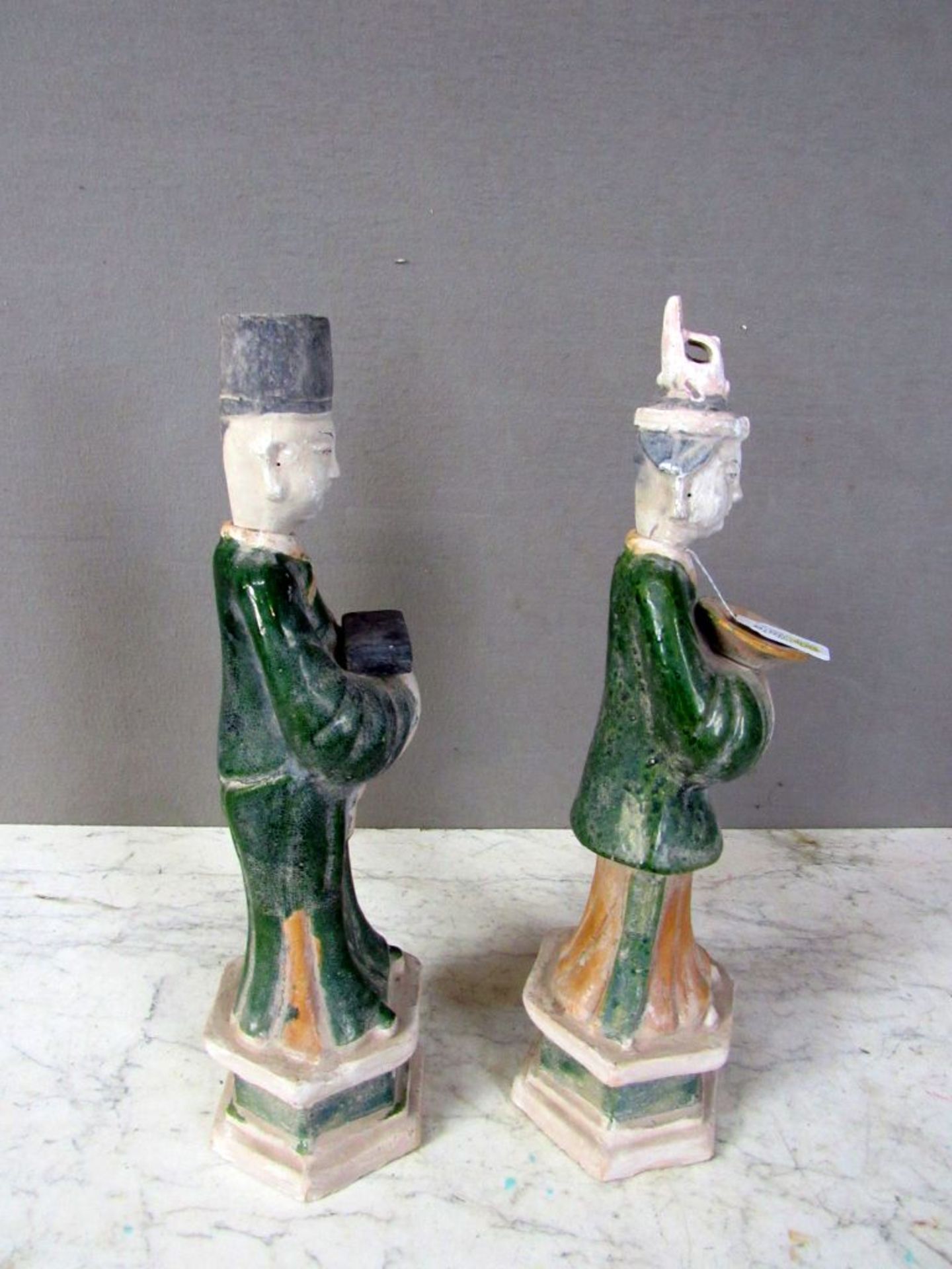 2 chinesische Figuren lasierte Keramik - Image 6 of 10
