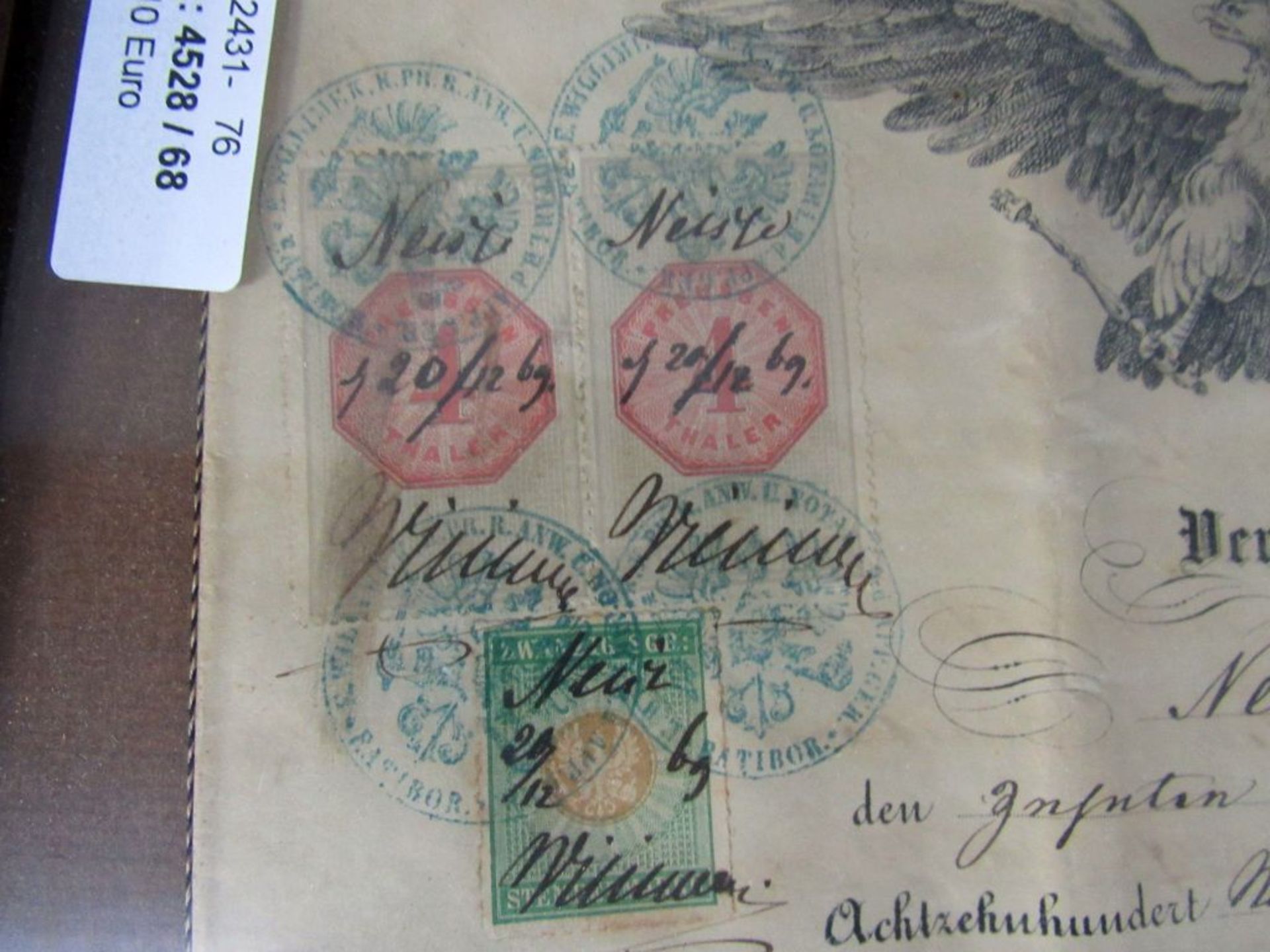 SchriftstÃ¼ck gerahmt 1869 Dokument - Image 4 of 8
