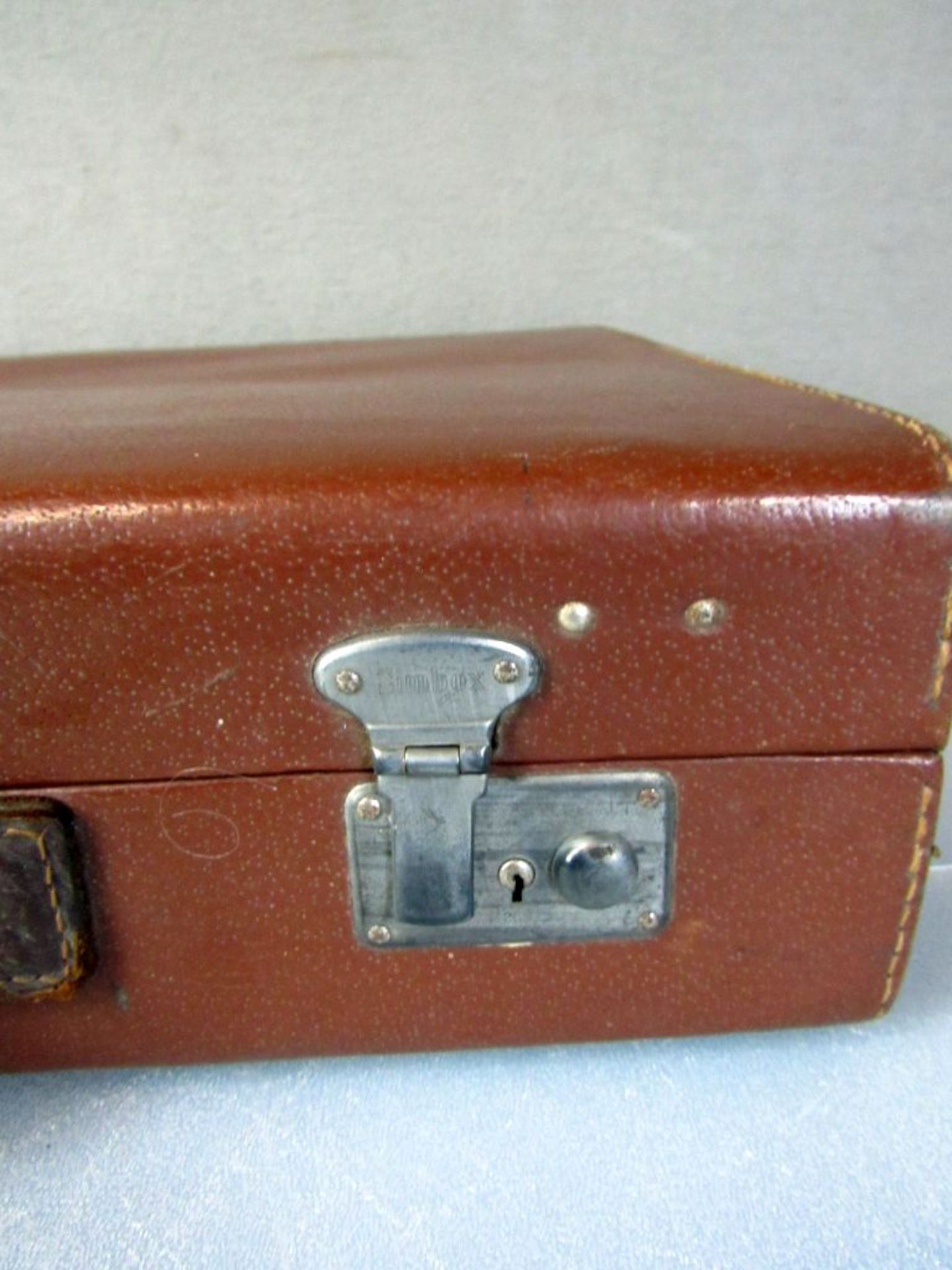 Vintage Antiker Reisekoffer Leder - Bild 4 aus 9