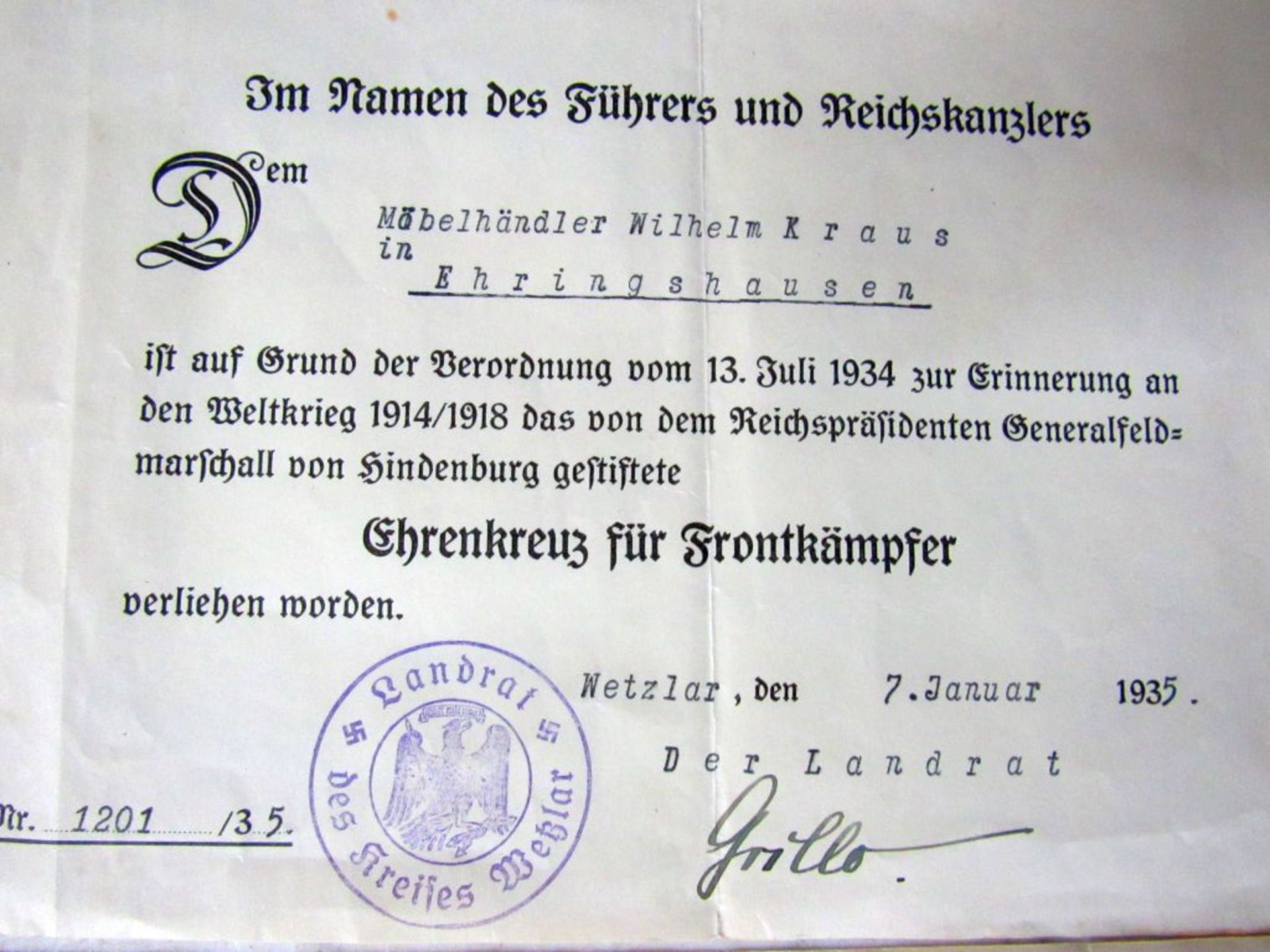 Seltener NachlaÃŸ 1.WK Urkunden DAF - Image 3 of 10