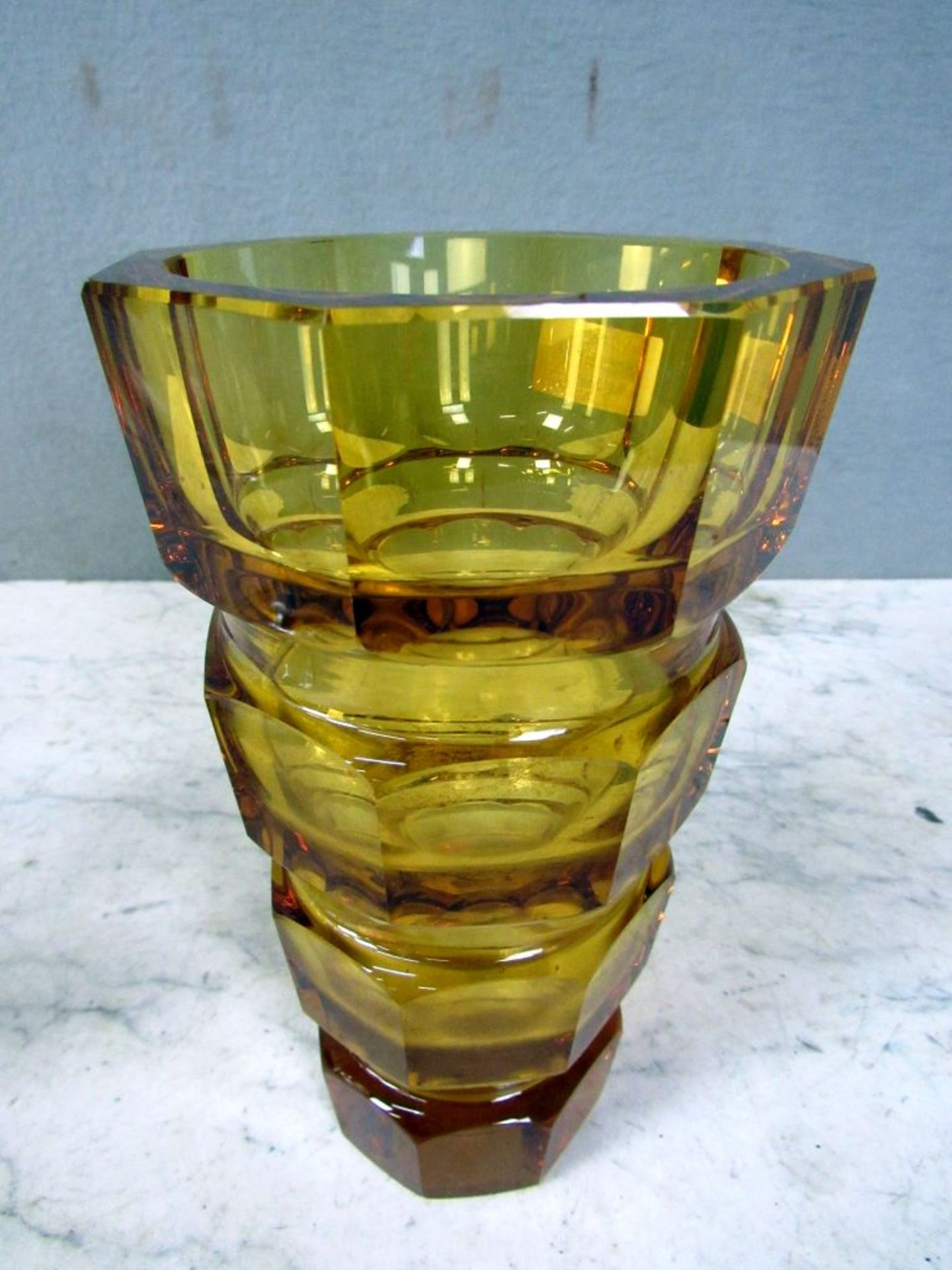 GroÃŸe schwere Glasvase honigfarbend - Image 4 of 8