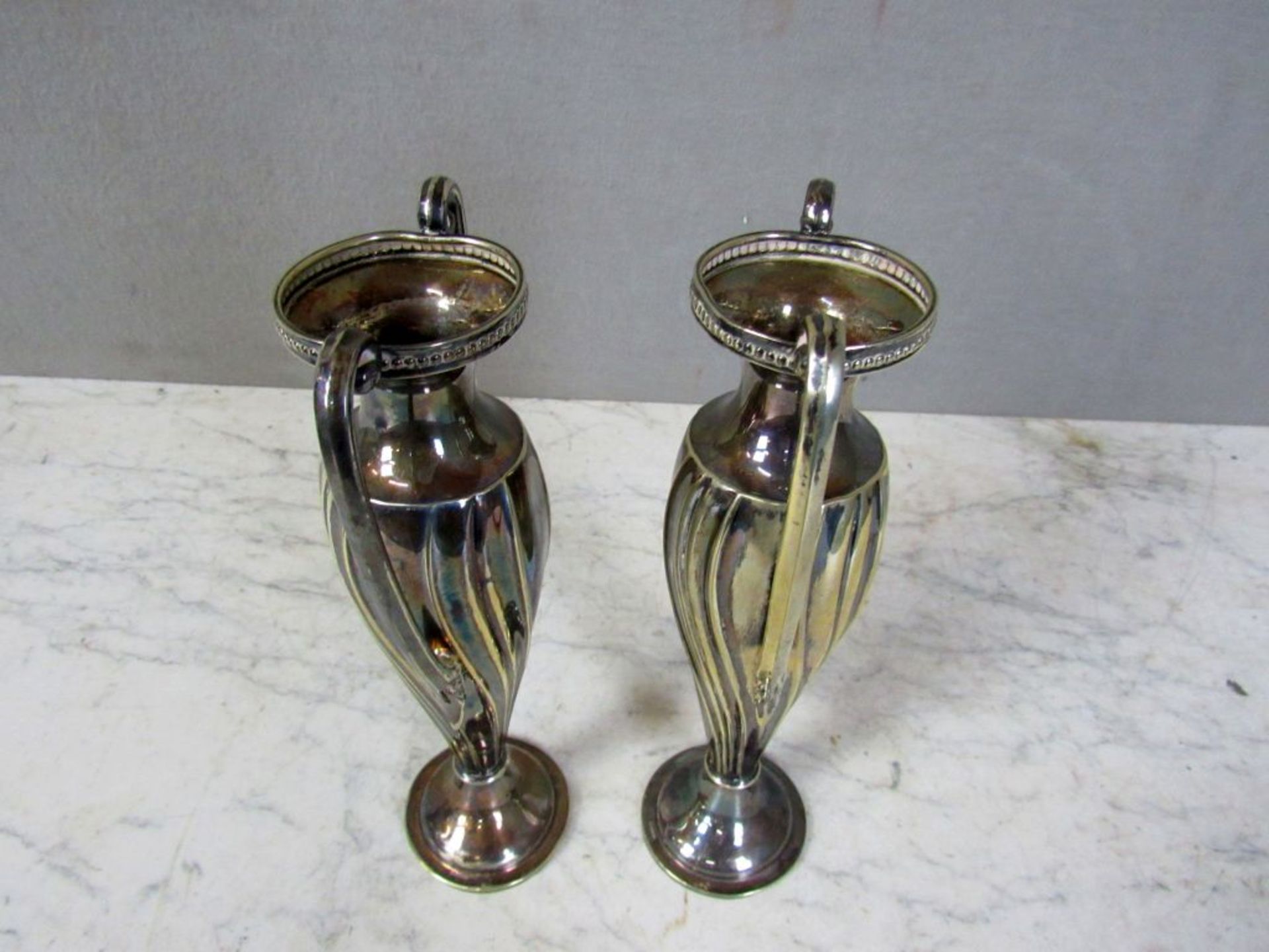 Paar Vasen versilbert um 1900 25cm - Bild 7 aus 10