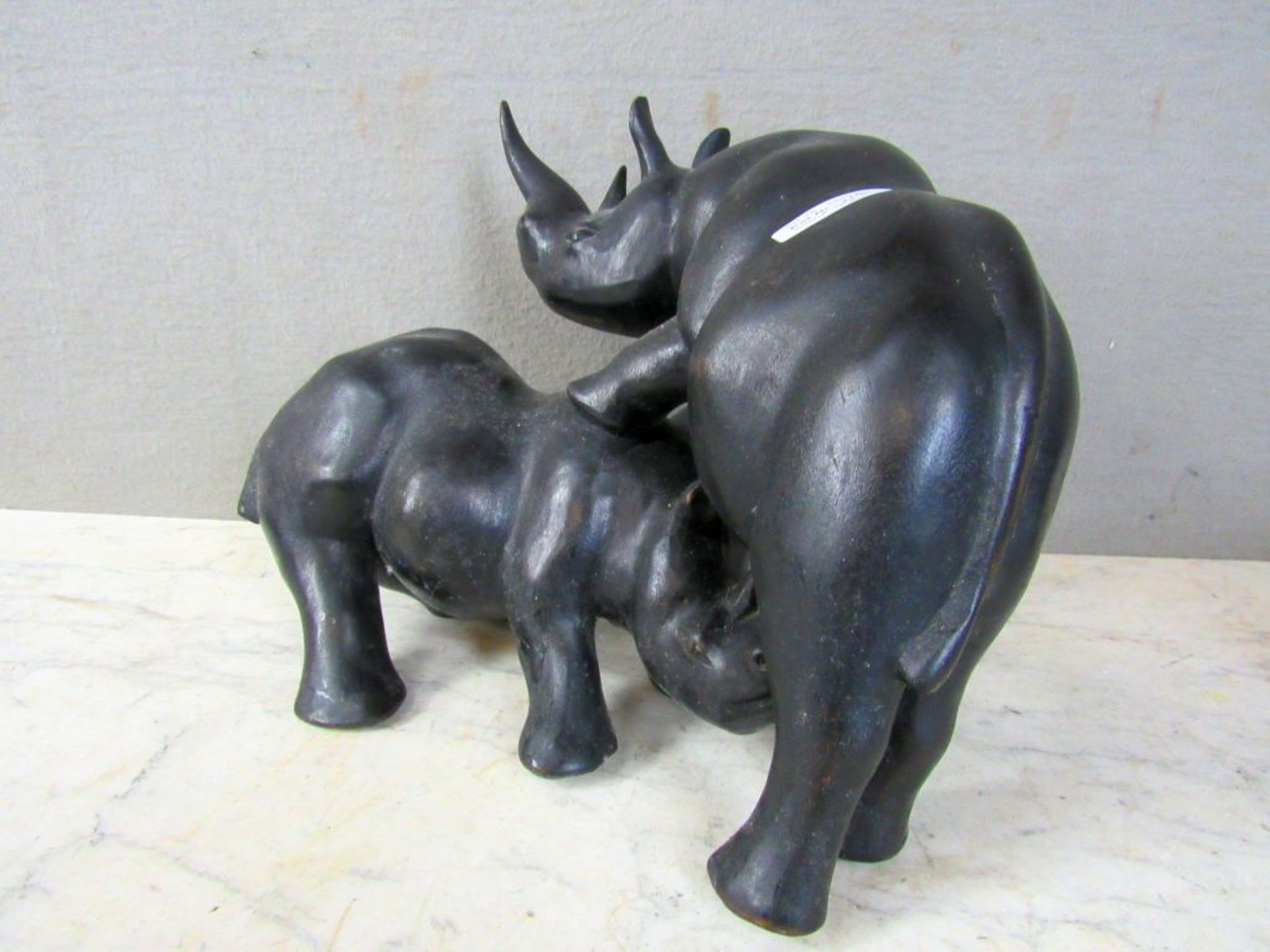 Zwei Skulpturen NashÃ¶rner 33 und 22cm - Image 5 of 7