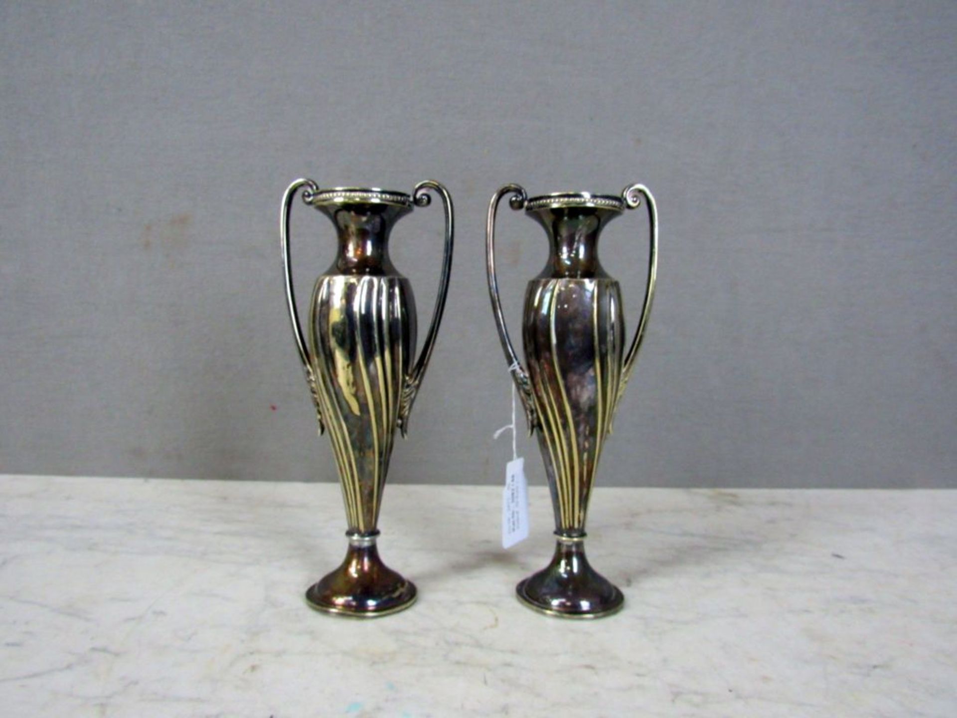 Paar Vasen versilbert um 1900 25cm - Bild 10 aus 10