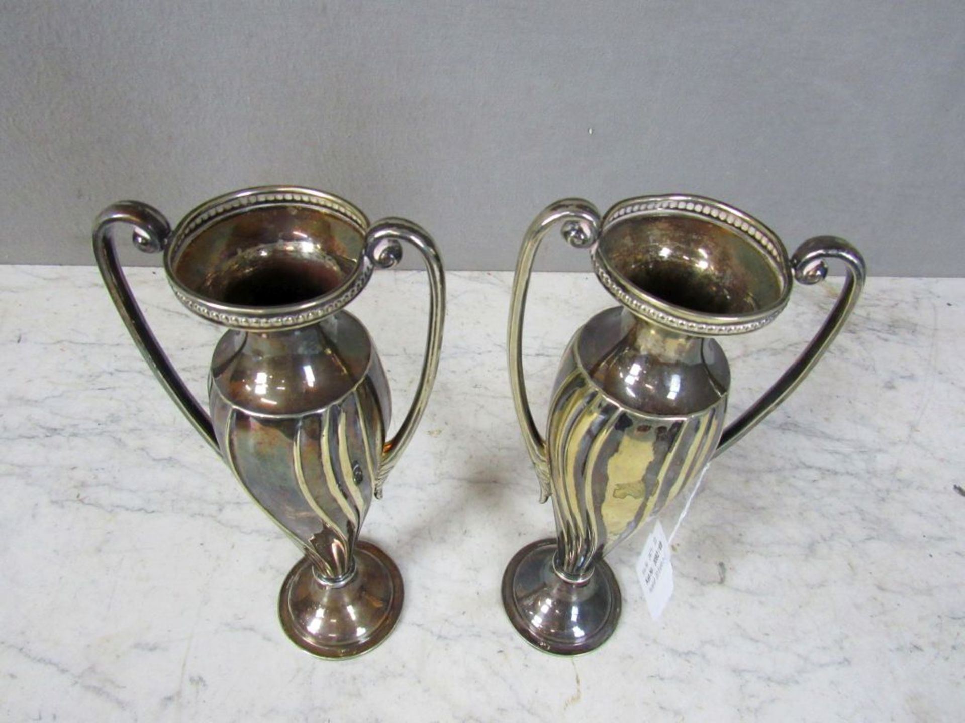 Paar Vasen versilbert um 1900 25cm - Bild 2 aus 10