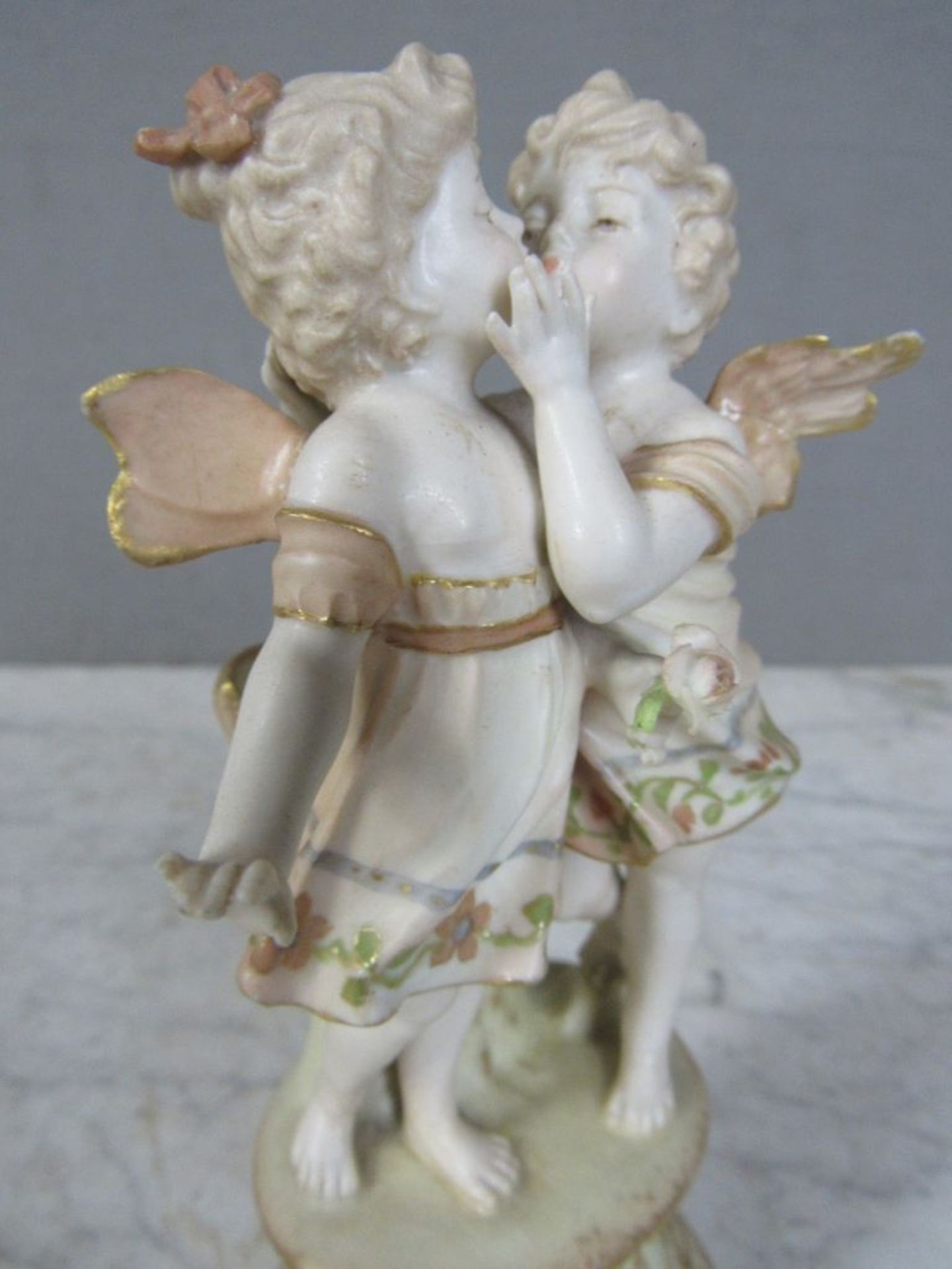 Porzellanfigur 2 Engel um 1900 leicht - Bild 4 aus 9