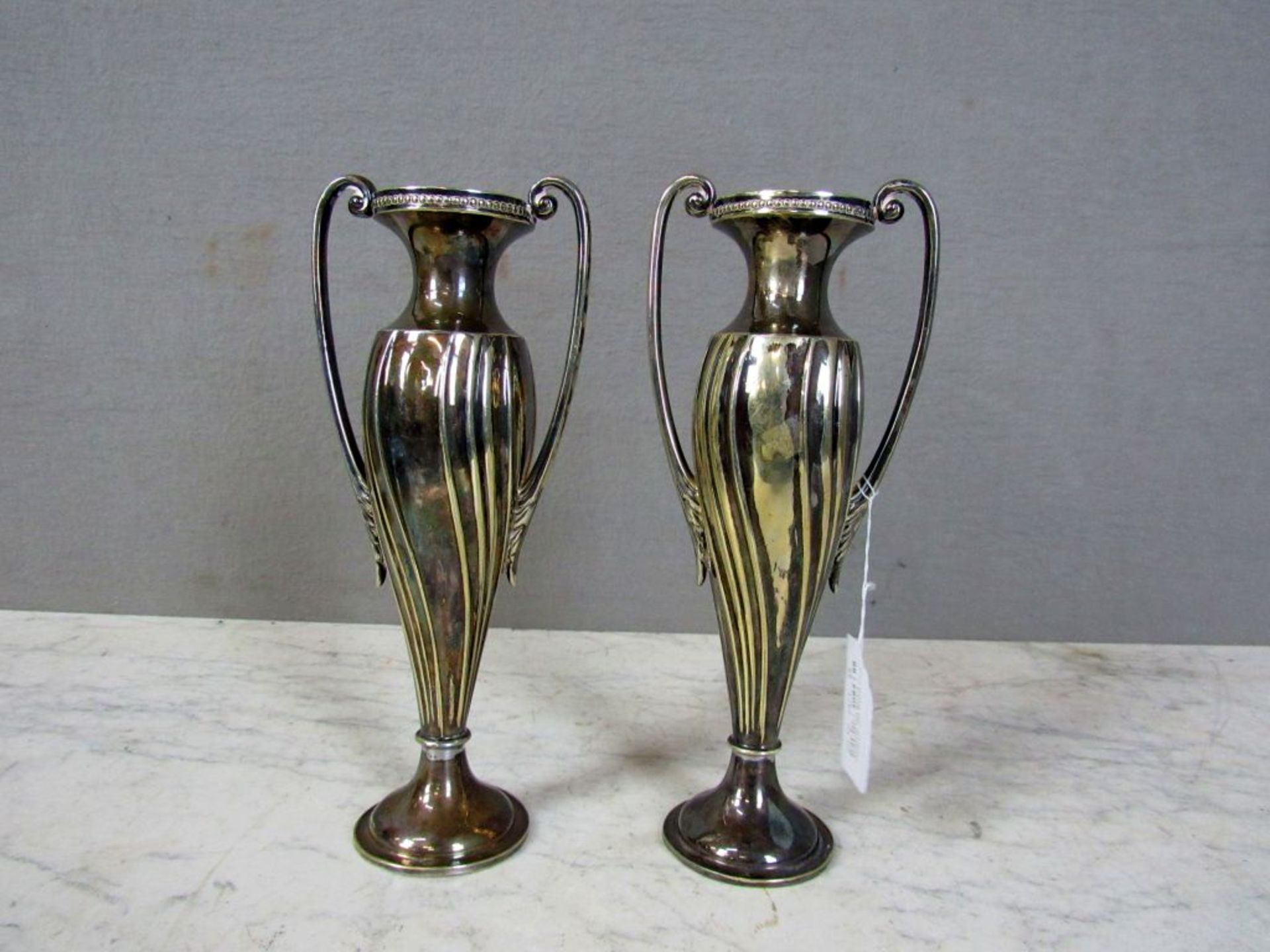 Paar Vasen versilbert um 1900 25cm
