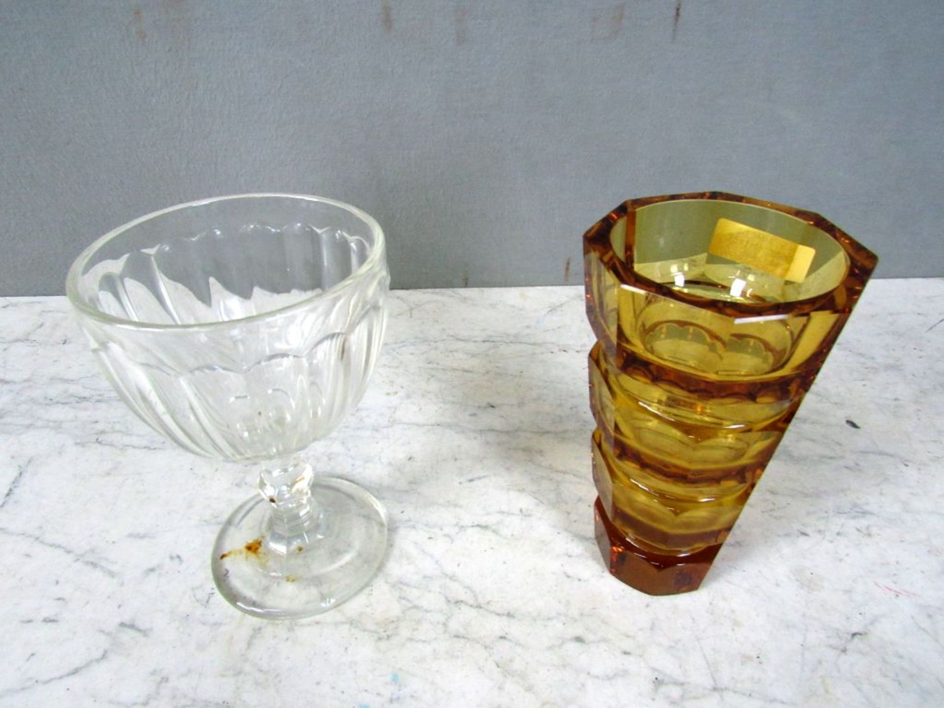 GroÃŸe schwere Glasvase honigfarbend - Image 6 of 8
